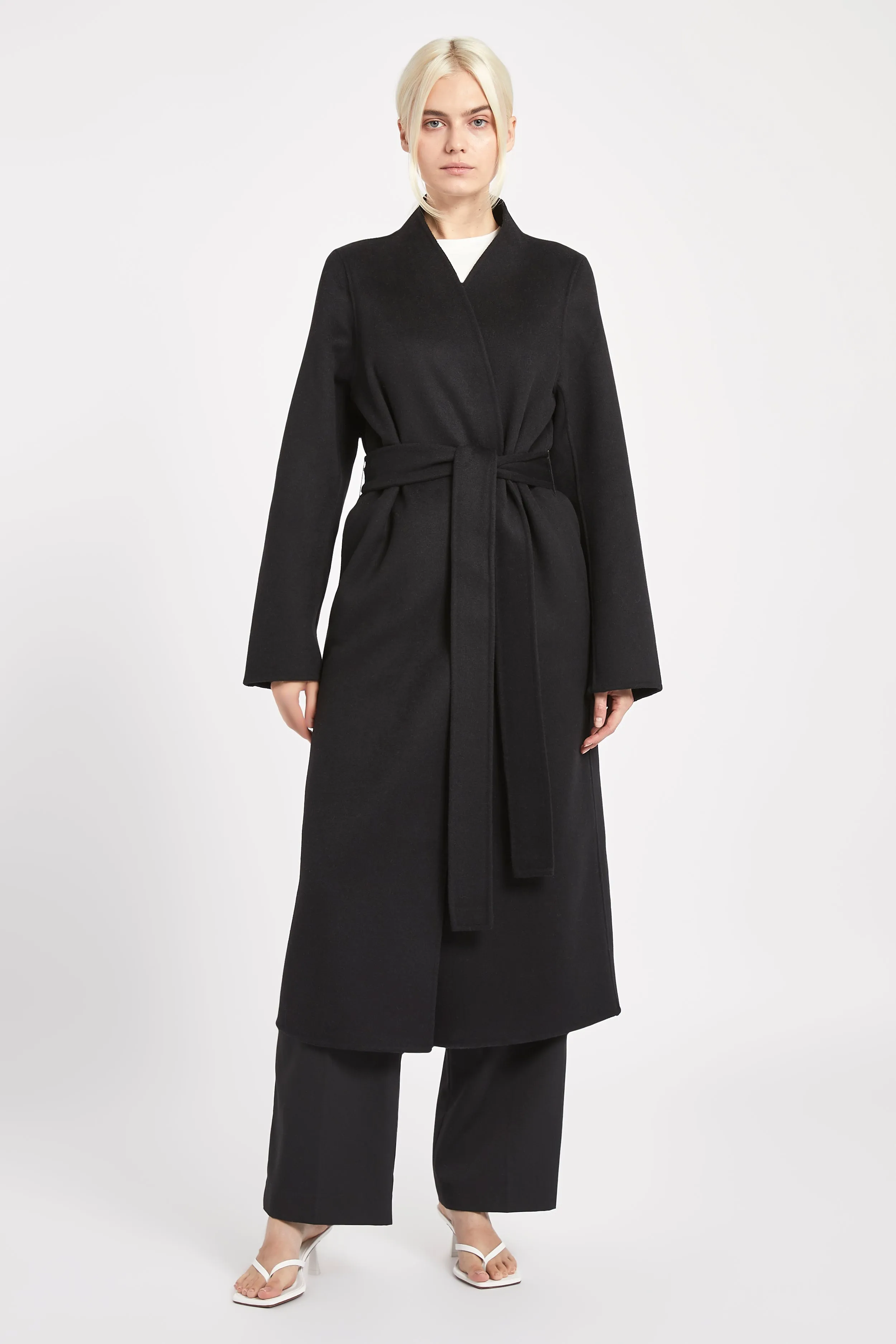 Double Faced Wool Cocoon Coat - Black sold by Because of Alice
