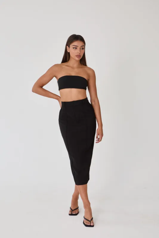 Pencil Midi Skirt - Black sold by Because of Alice