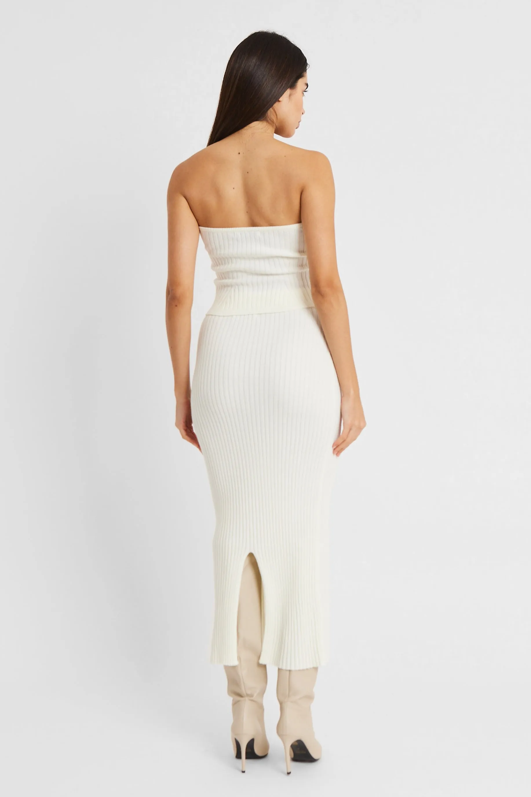 Ribbed Knit Midi Skirt - Cream sold by Because of Alice product image thumbnail 3
