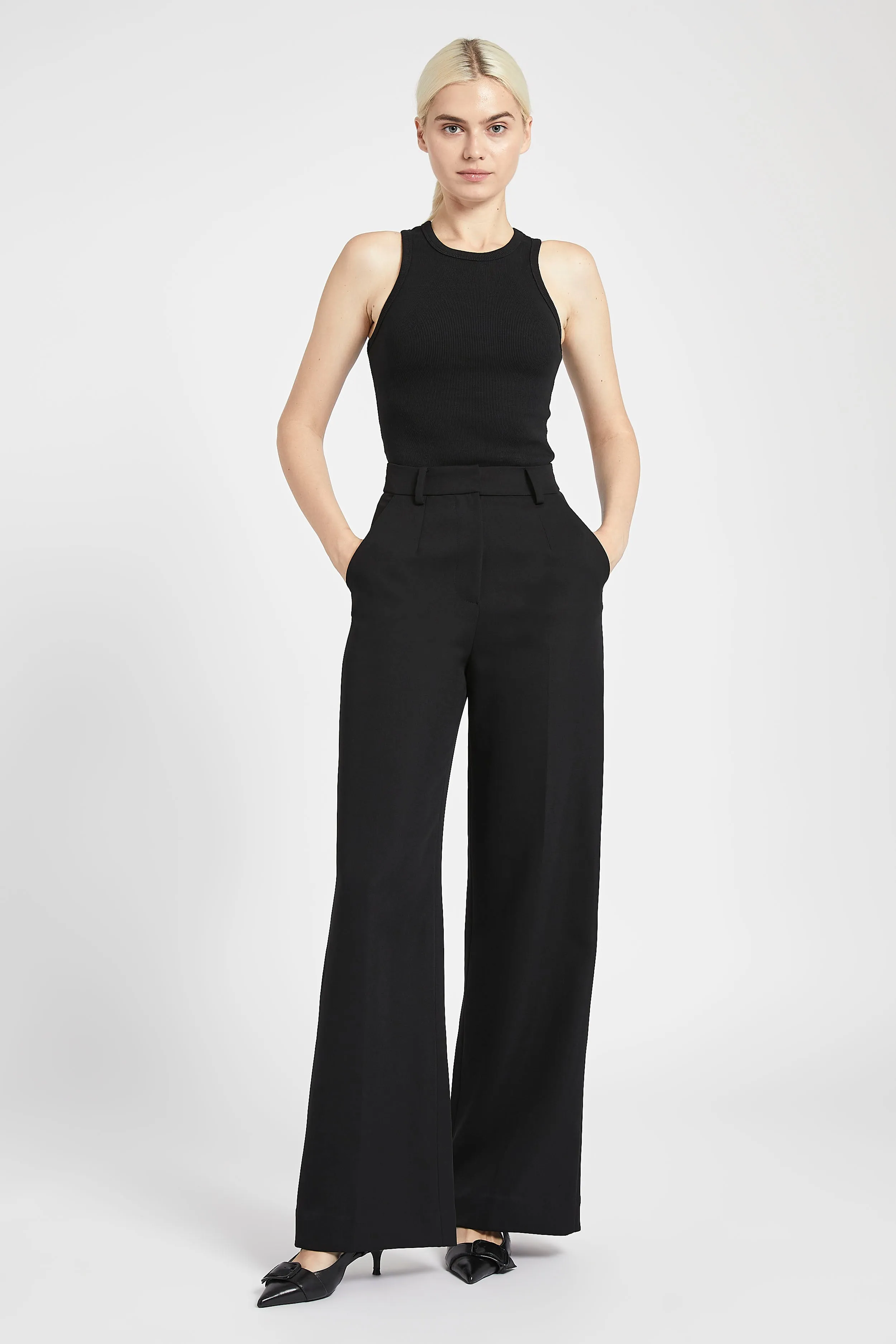 Relaxed Straight Leg Trousers - Black sold by Because of Alice
