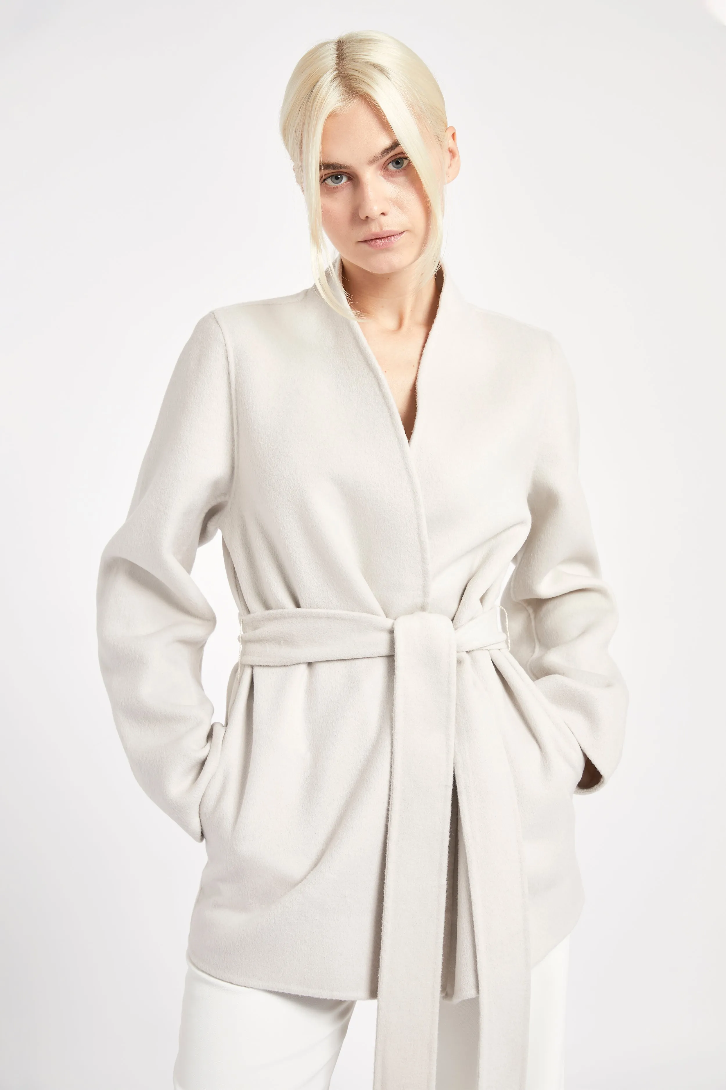 Double Faced Wool Cocoon Short Coat - Ecru sold by Because of Alice product image thumbnail 3