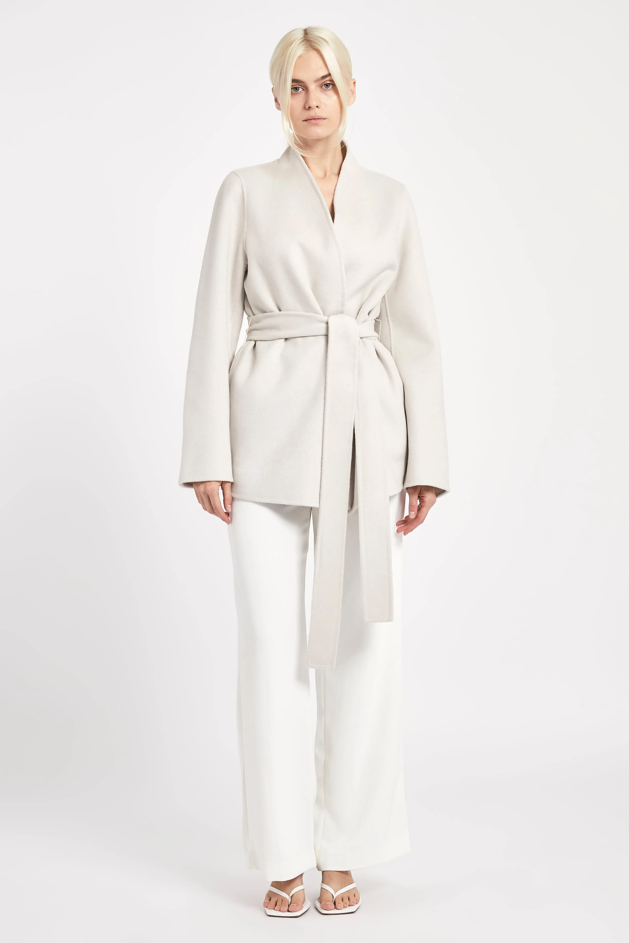 Double Faced Wool Cocoon Short Coat - Ecru sold by Because of Alice