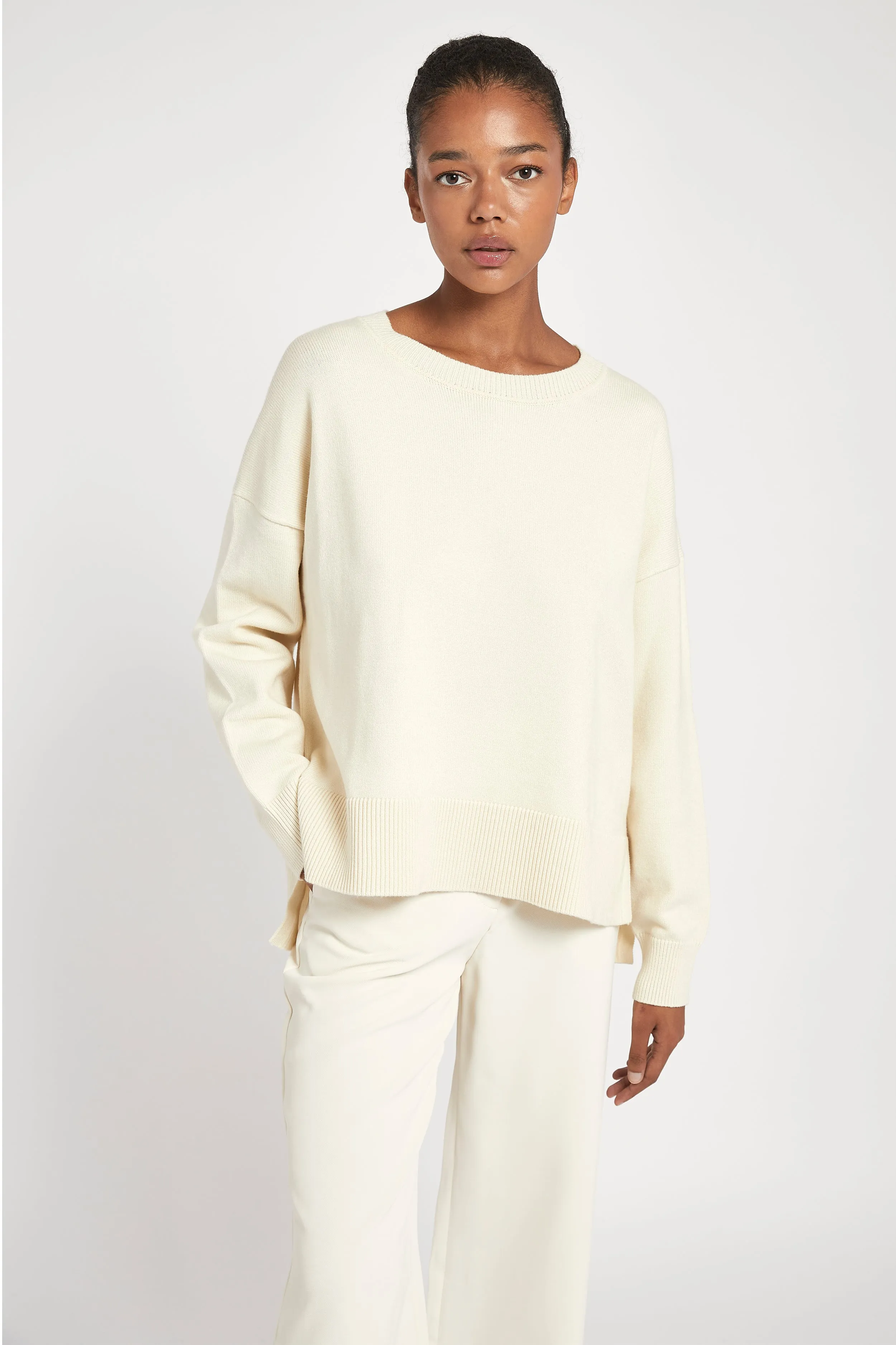 Relaxed Dropped Shoulder Jumper - Cream sold by Because of Alice