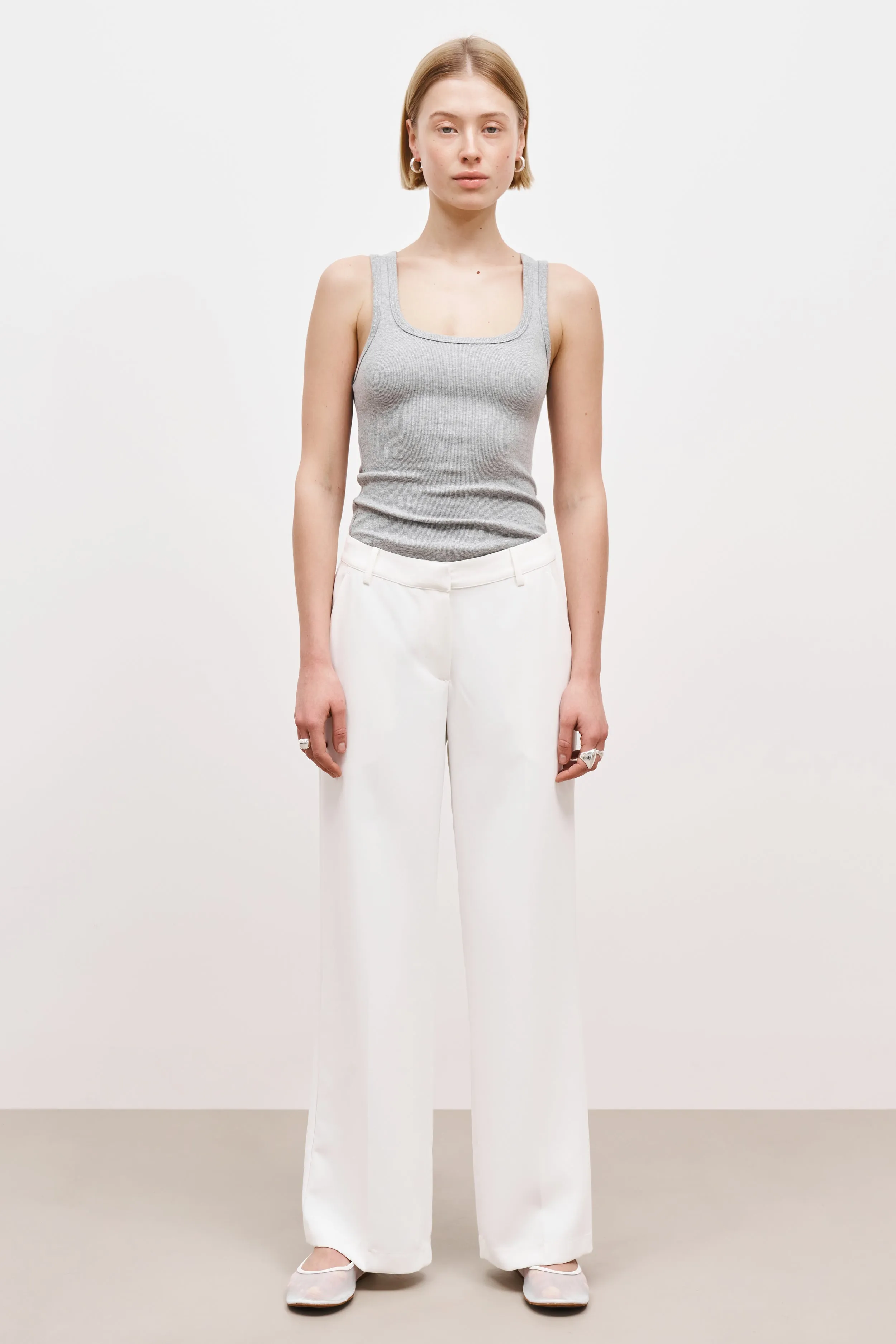 Draped Mid Rise Trousers - White sold by Because of Alice