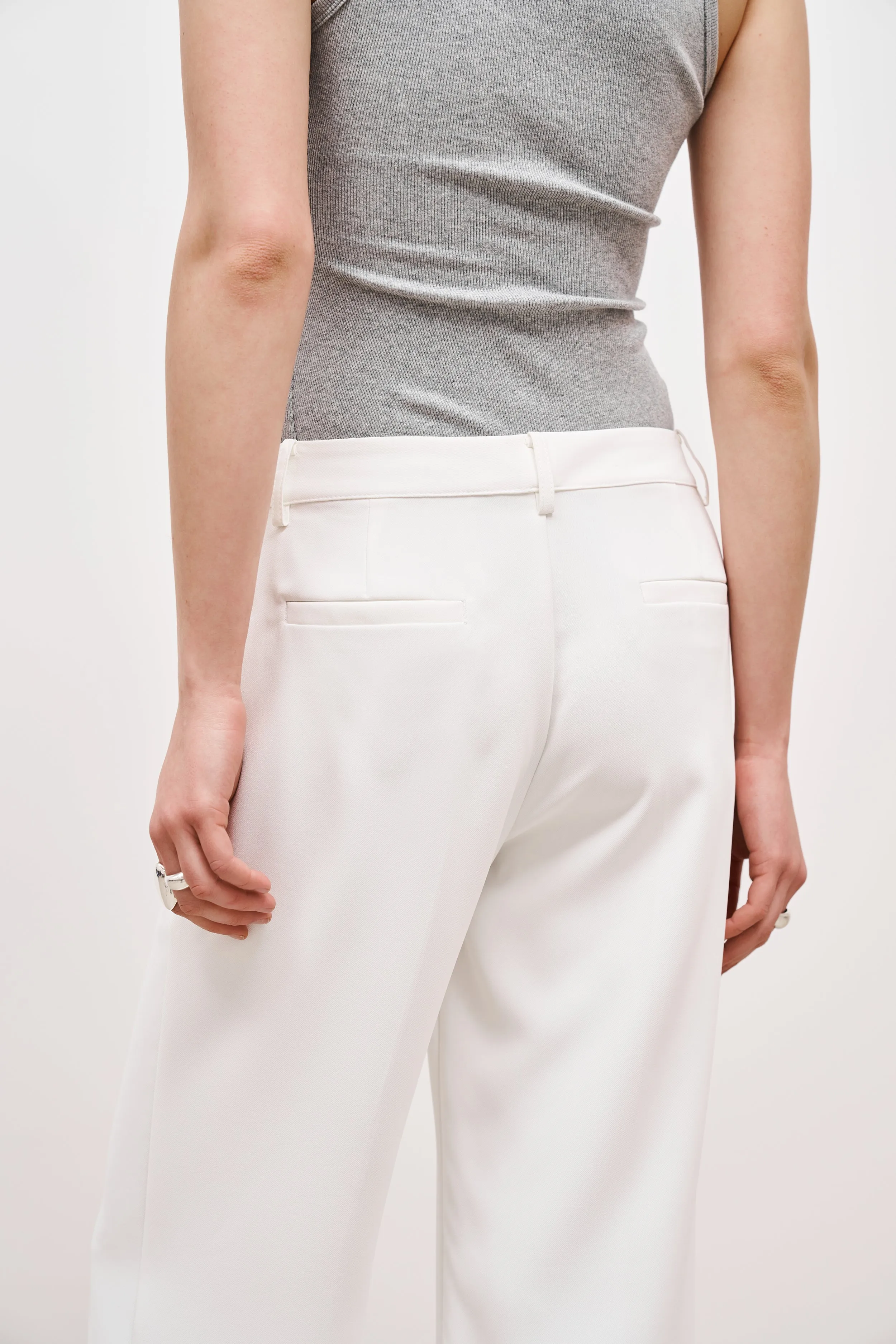 Draped Mid Rise Trousers - White sold by Because of Alice product image thumbnail 5