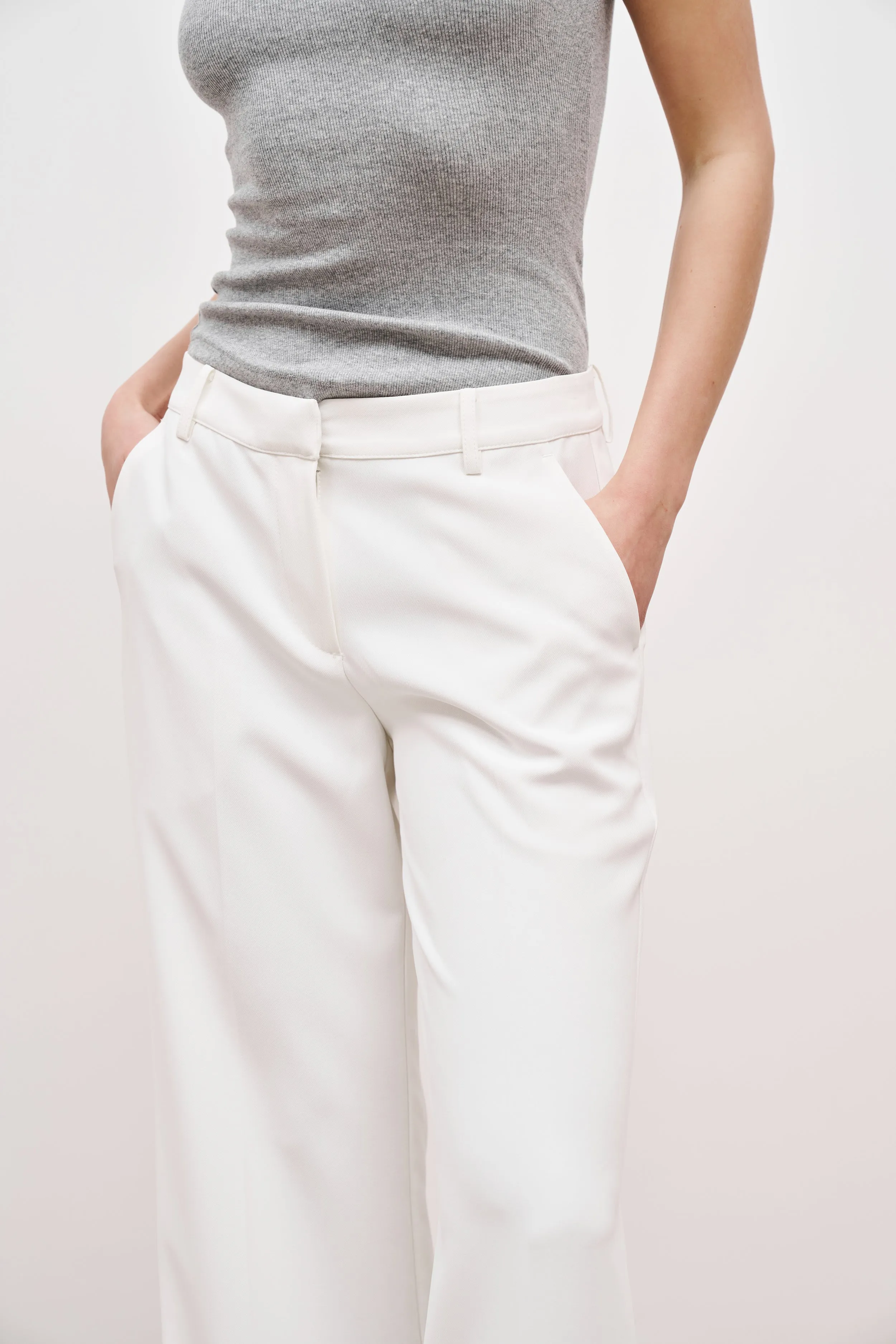 Draped Mid Rise Trousers - White sold by Because of Alice product image thumbnail 4