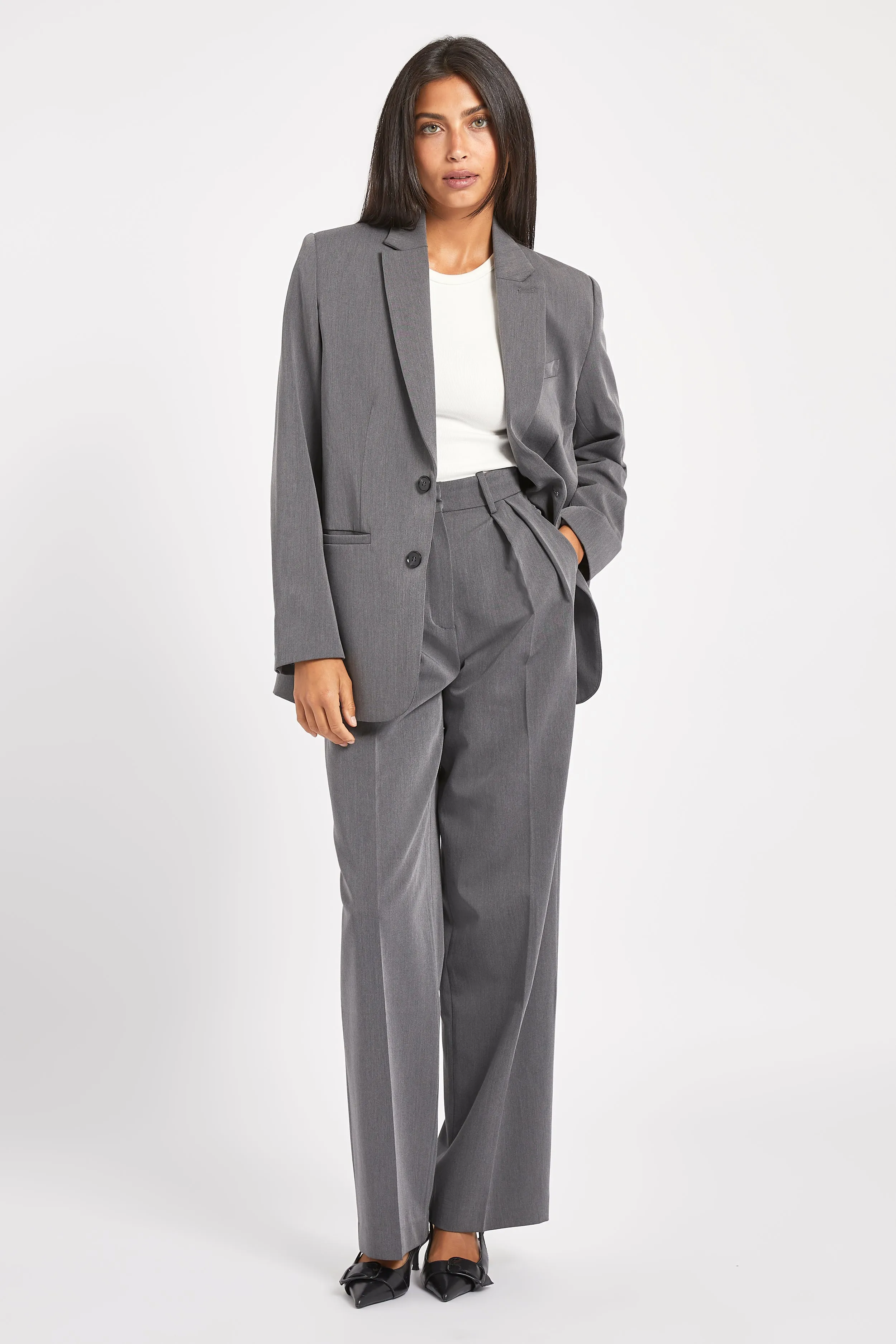 Oversized Dad Blazer - Grey Marl sold by Because of Alice product image thumbnail 3