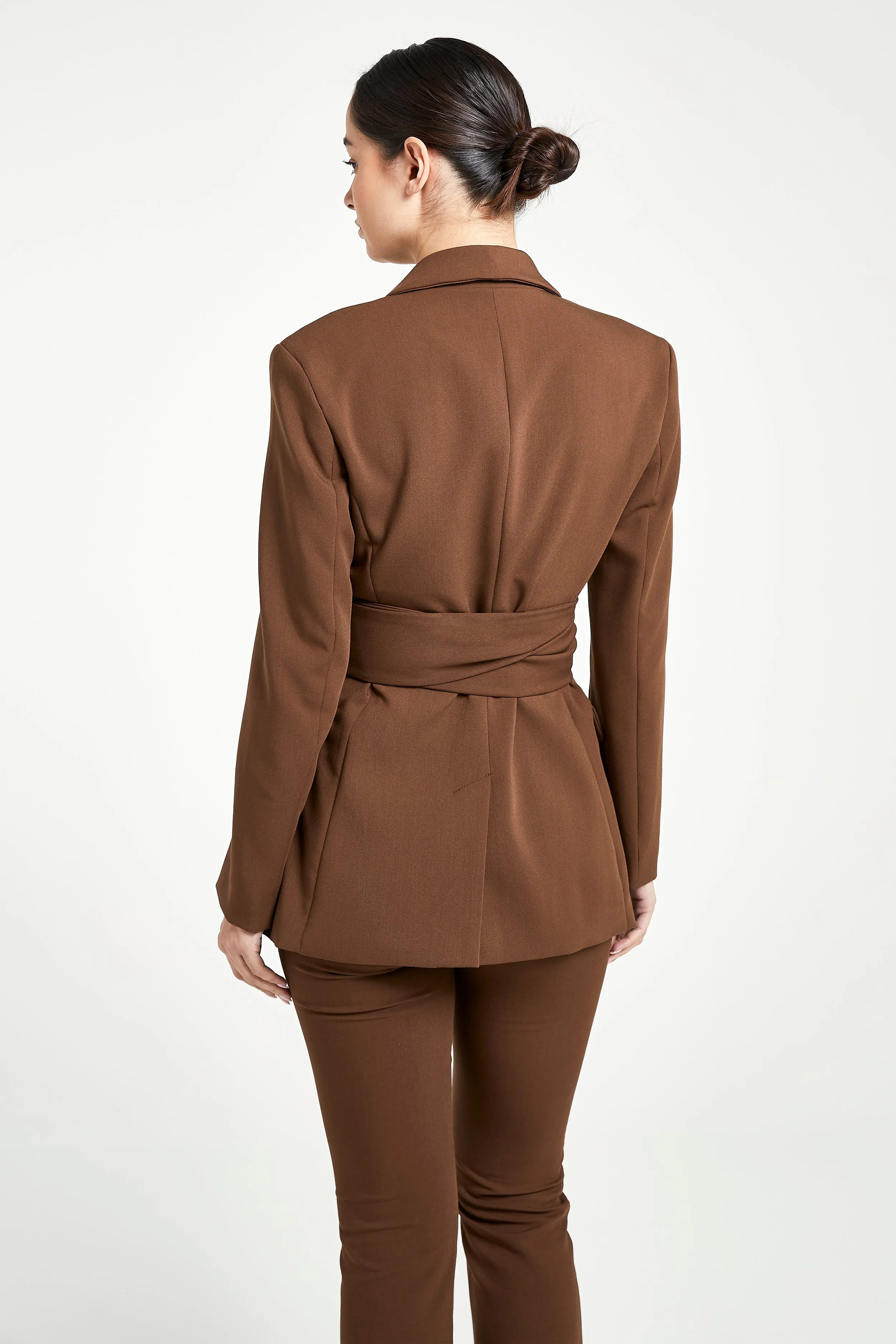 Classic Blazer With Belt - Chocolate sold by Because of Alice product image thumbnail 5