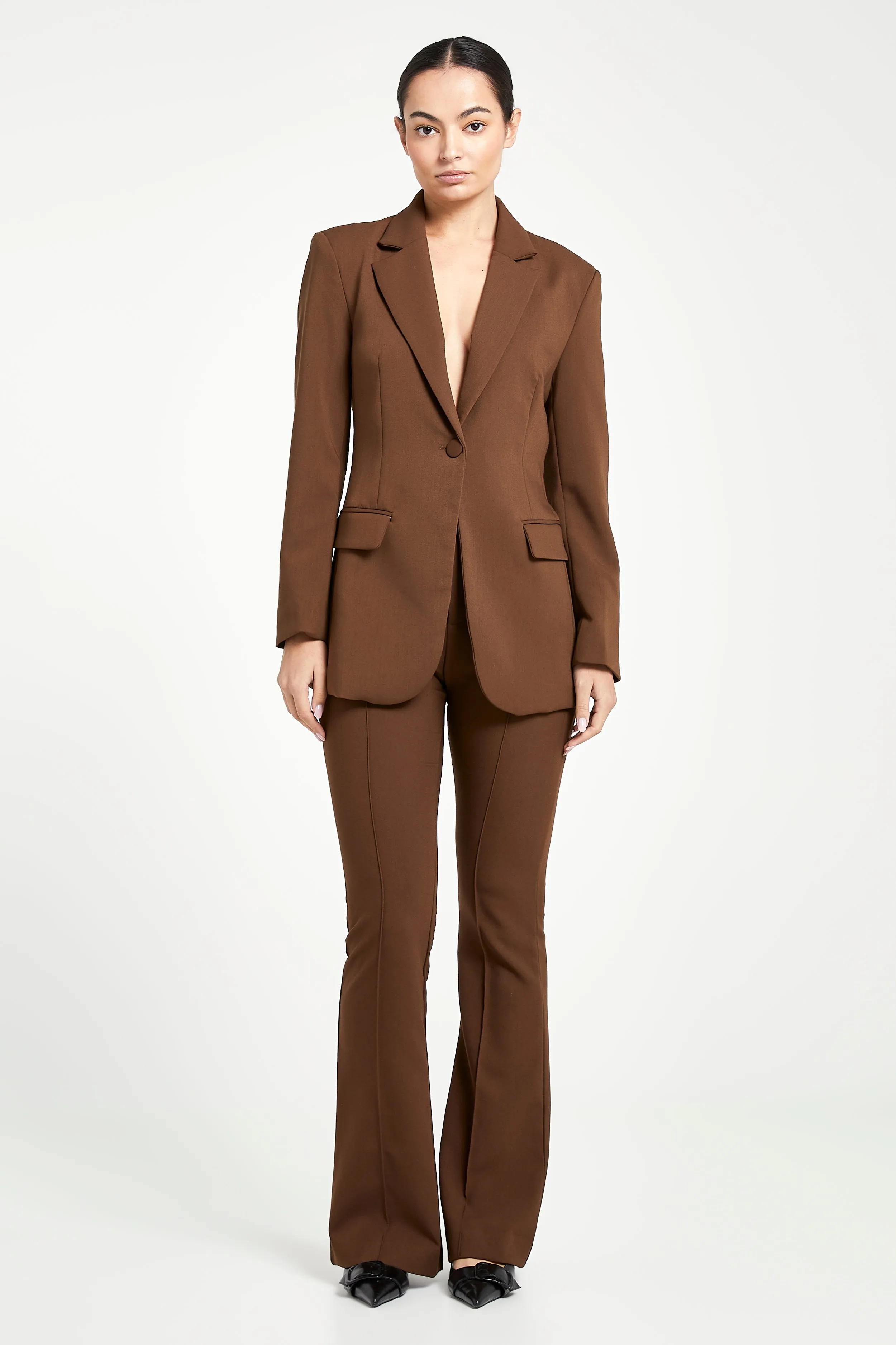 Classic Blazer With Belt - Chocolate sold by Because of Alice product image thumbnail 4
