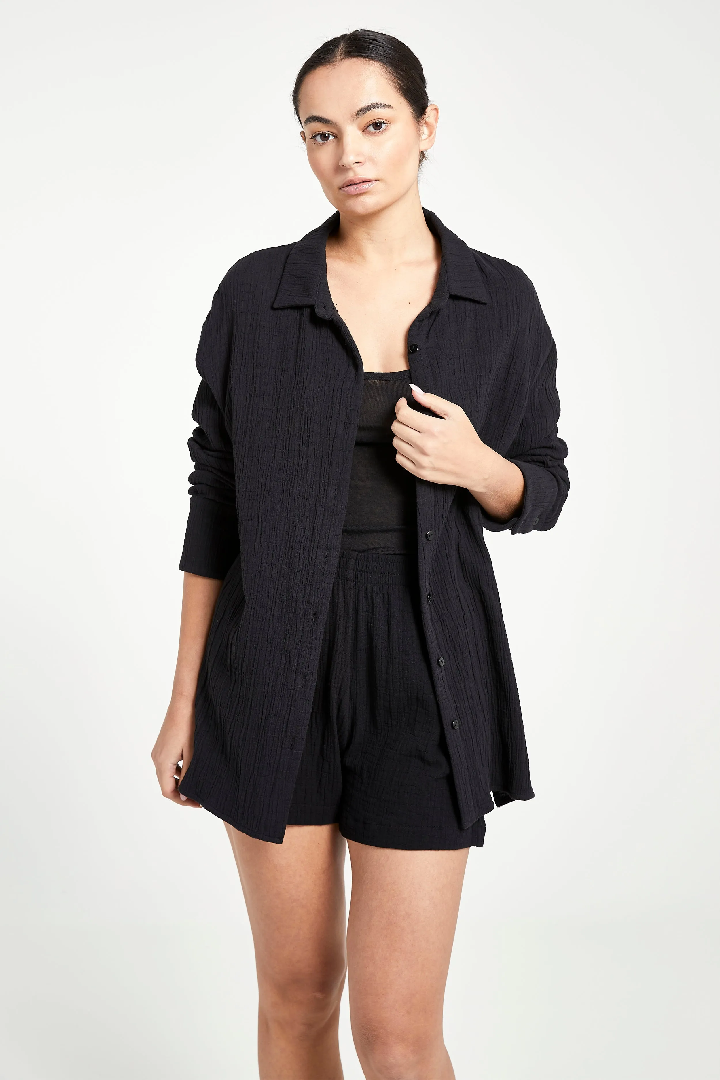 Cotton Crinkle Oversized Shirt - Black sold by Because of Alice product image thumbnail 5
