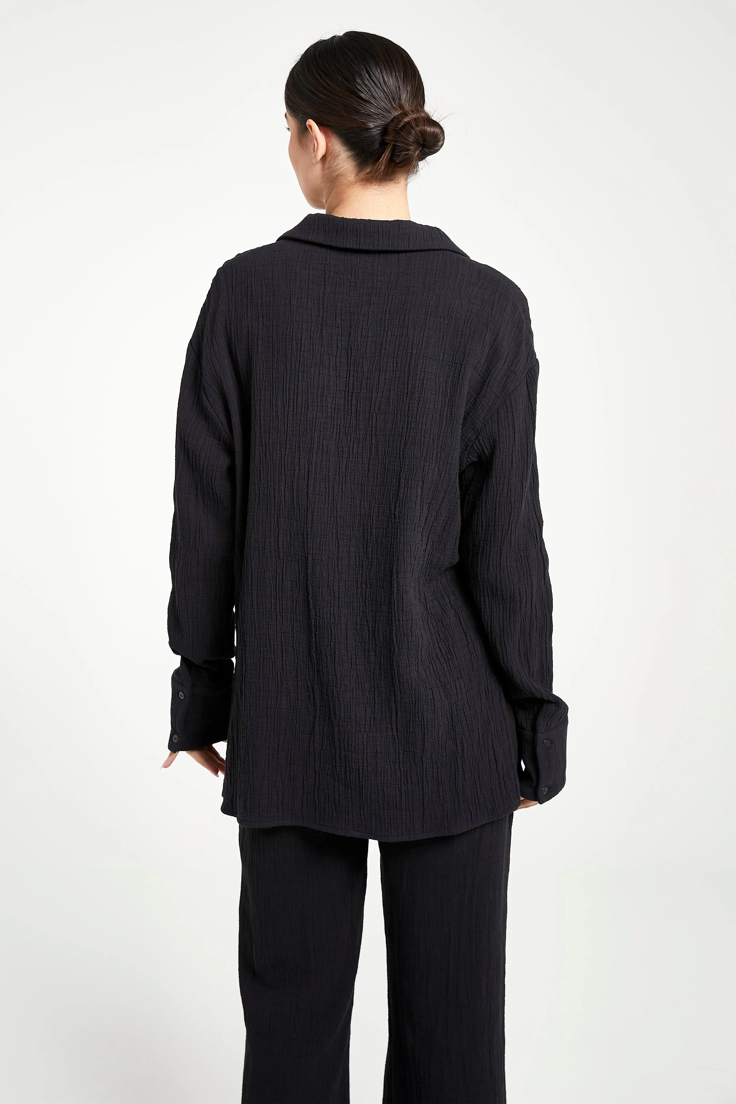 Cotton Crinkle Oversized Shirt - Black sold by Because of Alice product image thumbnail 2