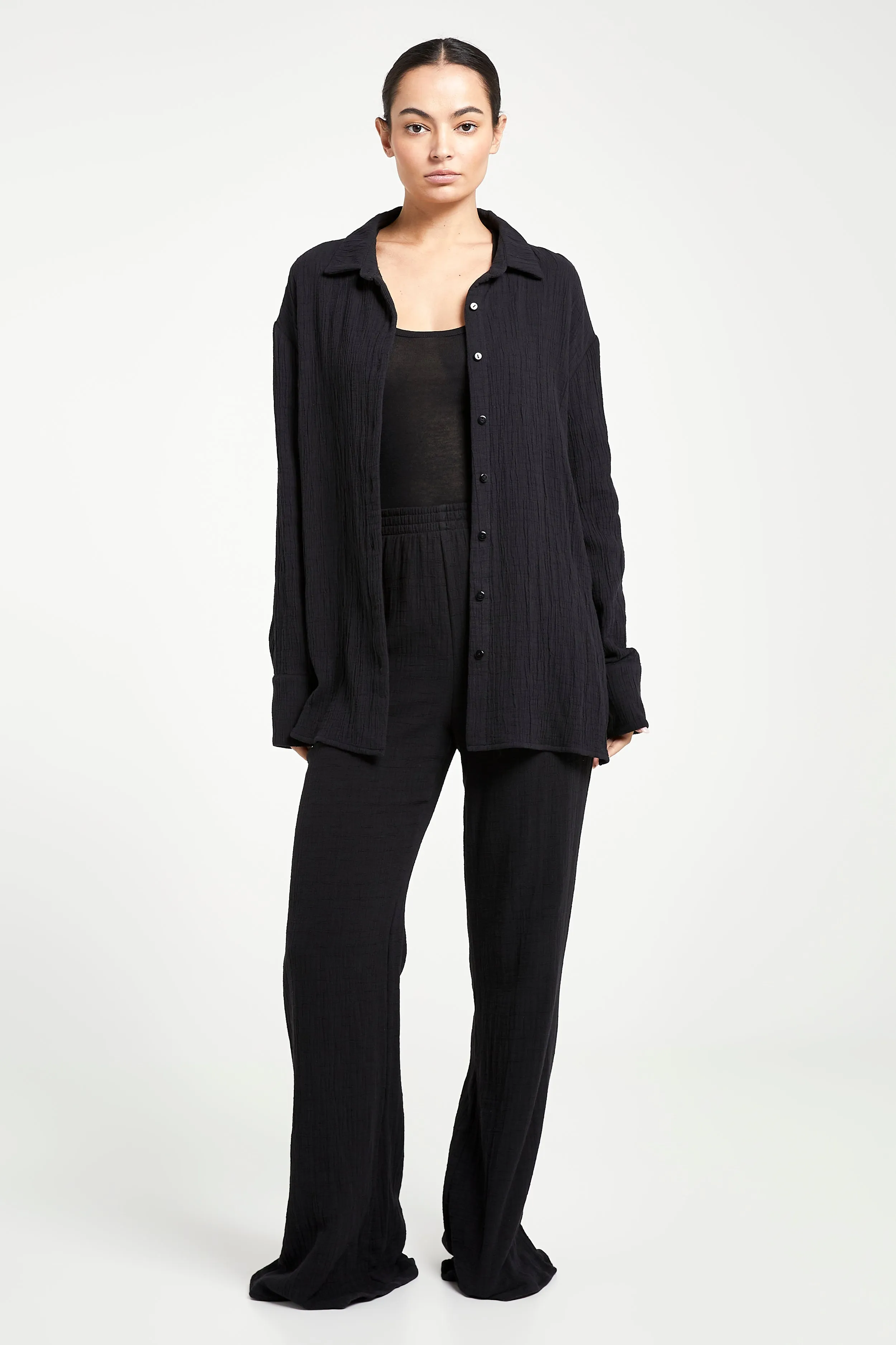 Cotton Crinkle Oversized Shirt - Black sold by Because of Alice product image thumbnail 3