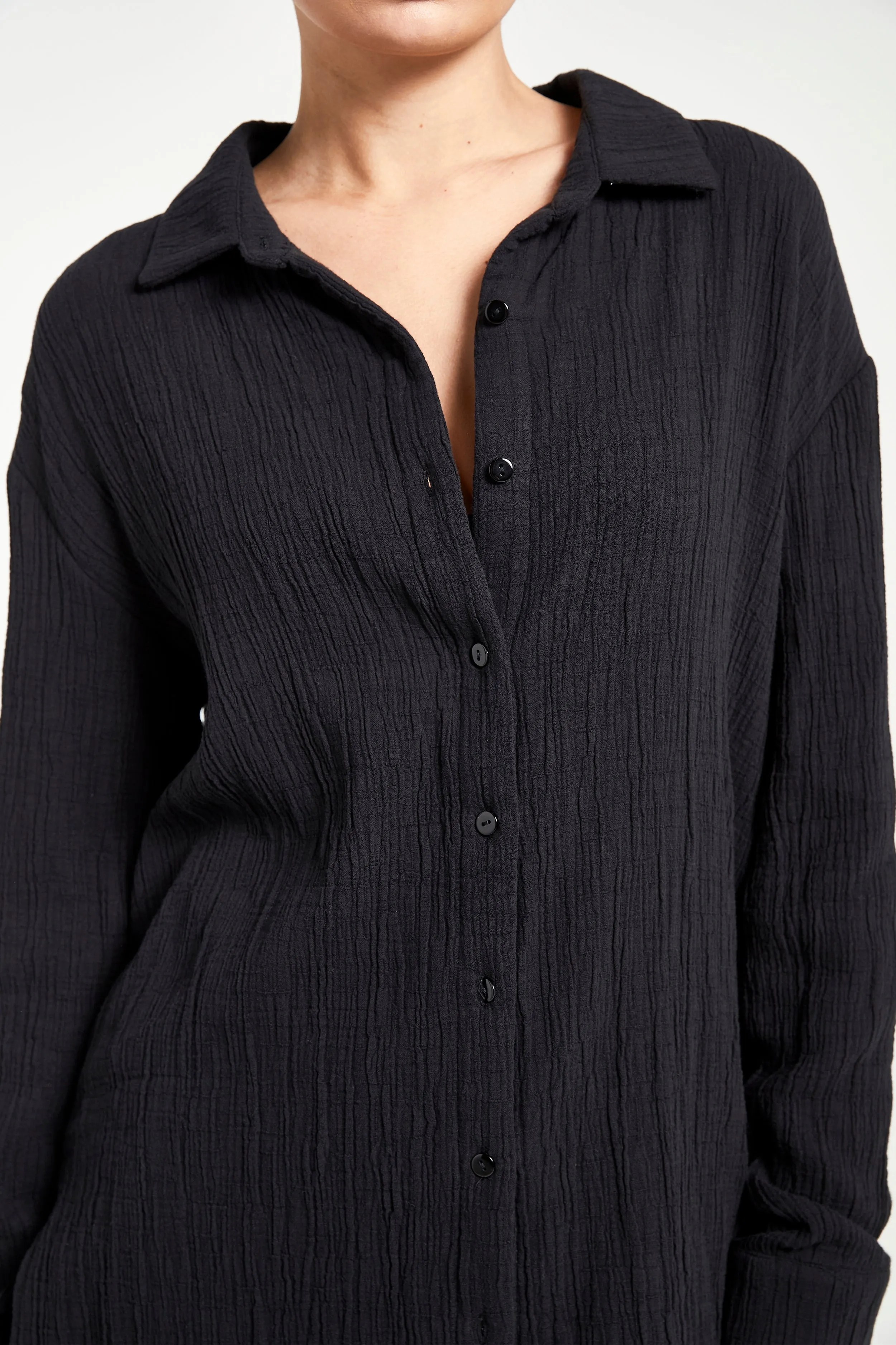 Cotton Crinkle Oversized Shirt - Black sold by Because of Alice product image thumbnail 4