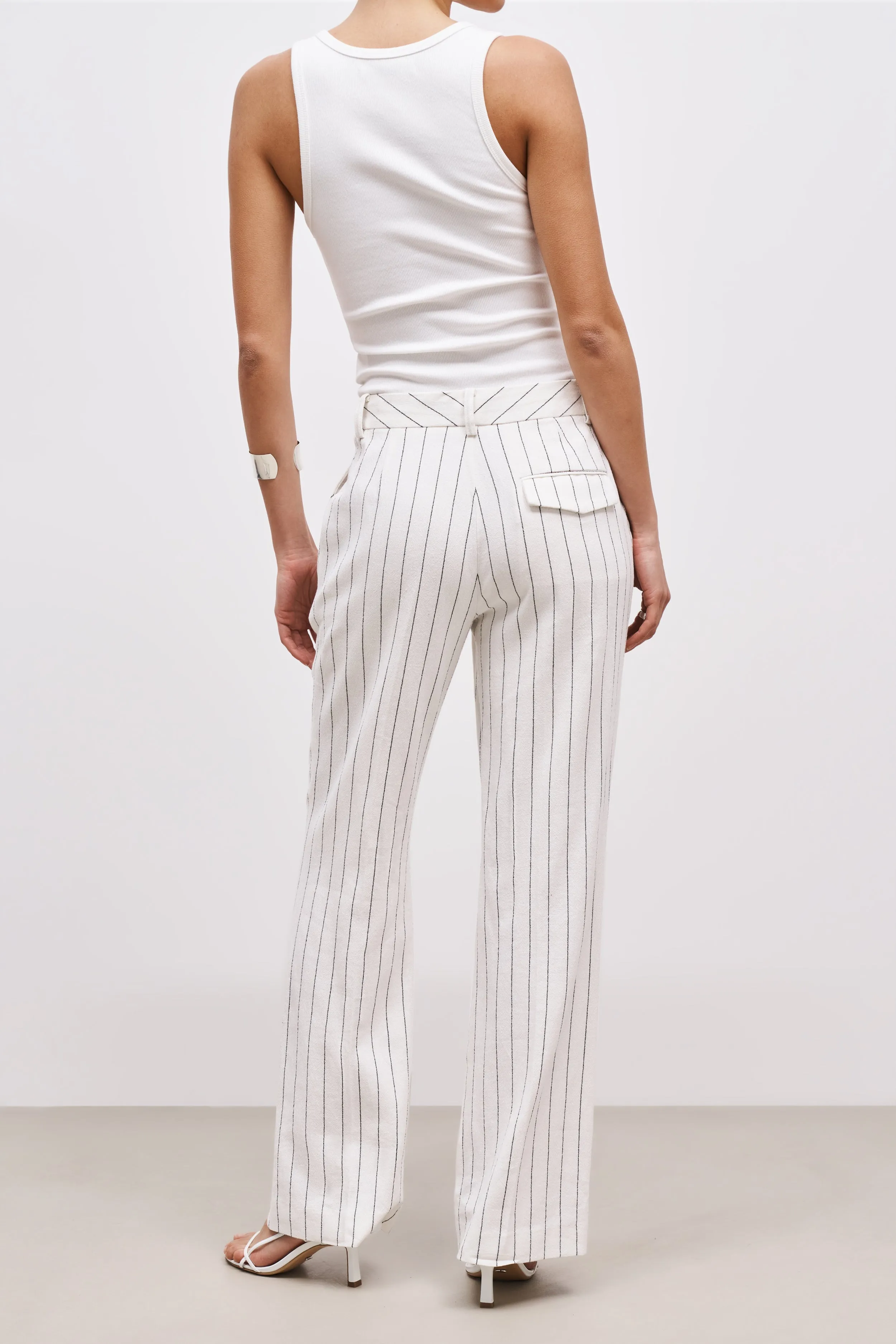 Tailored Linen Trousers - Cream/Black sold by Because of Alice product image thumbnail 2
