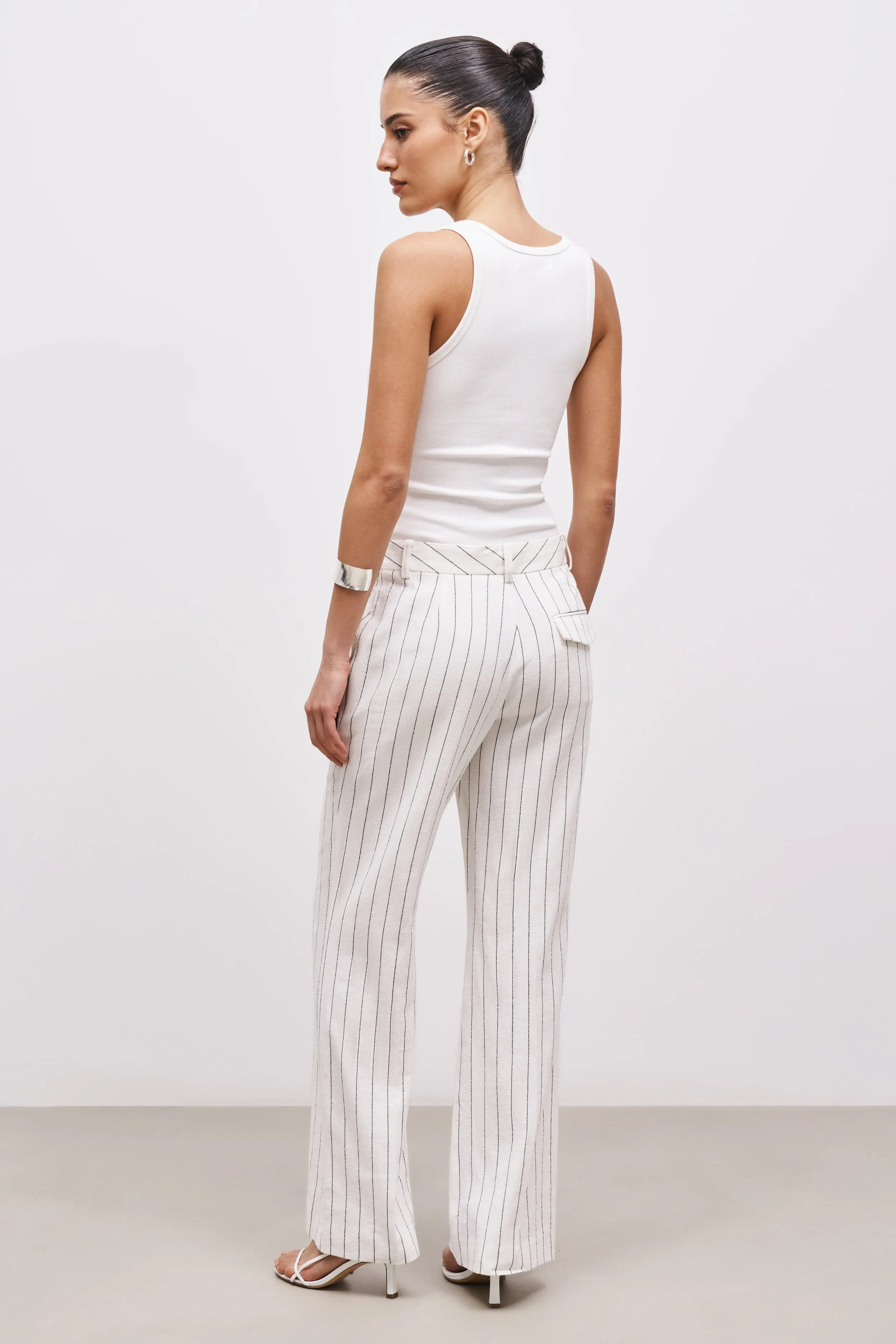 Tailored Linen Trousers - Cream/Black sold by Because of Alice product image thumbnail 4