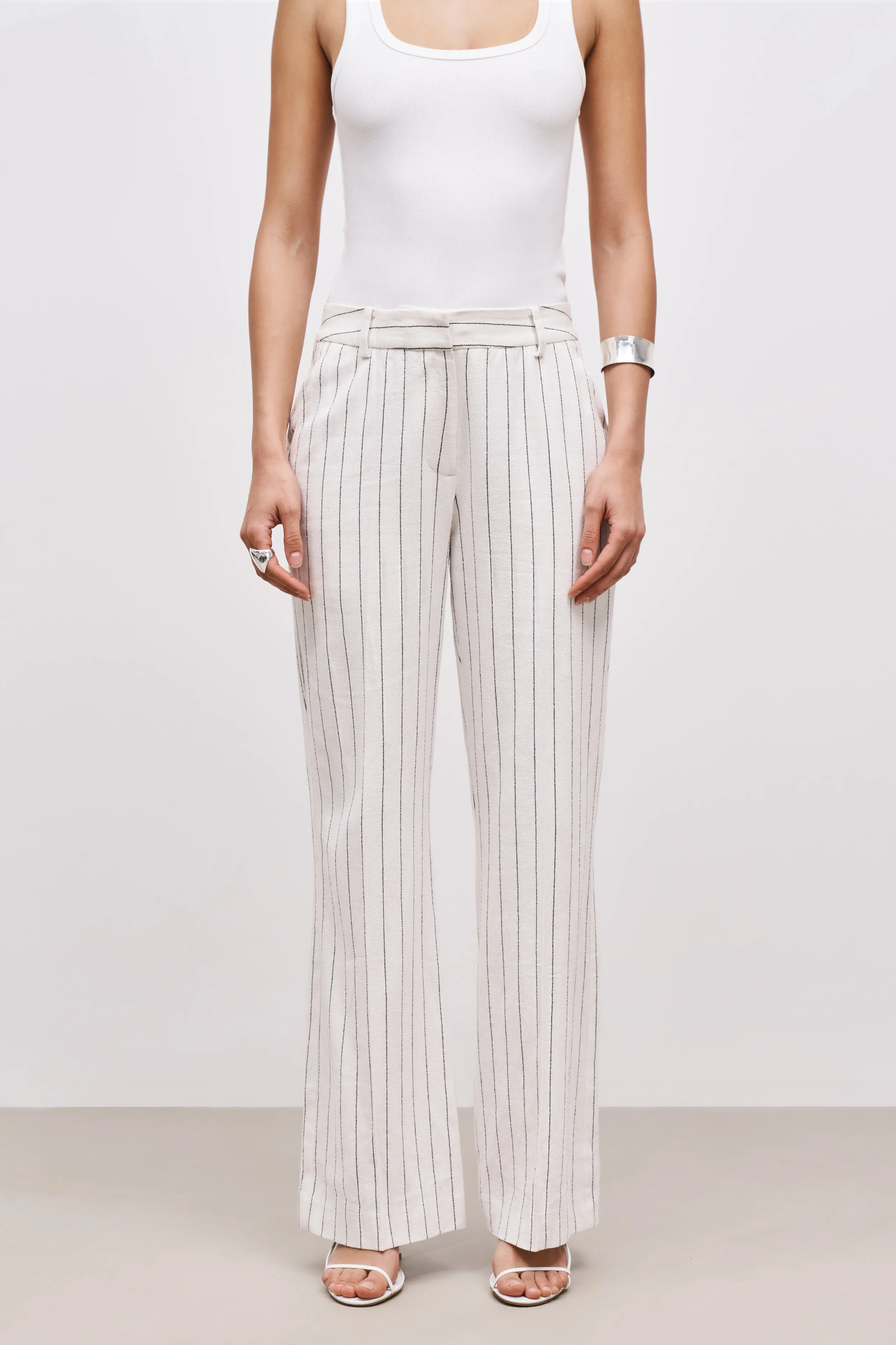 Tailored Linen Trousers - Cream/Black sold by Because of Alice product image thumbnail 3