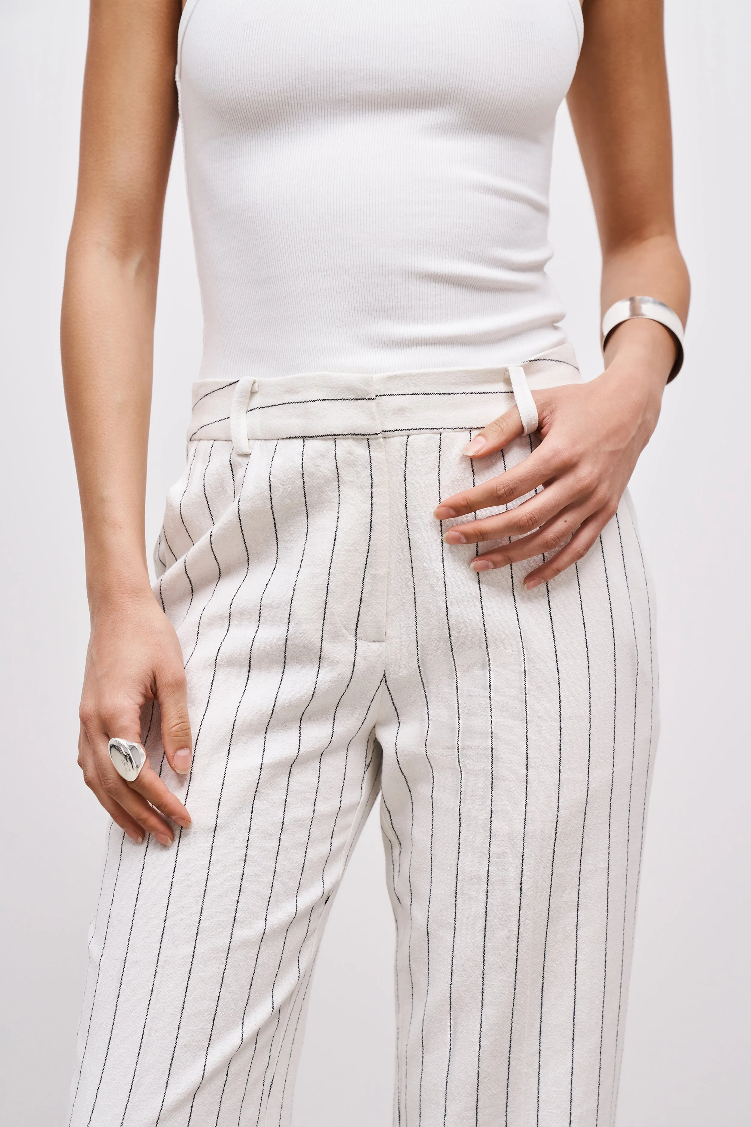 Tailored Linen Trousers - Cream/Black sold by Because of Alice product image thumbnail 5