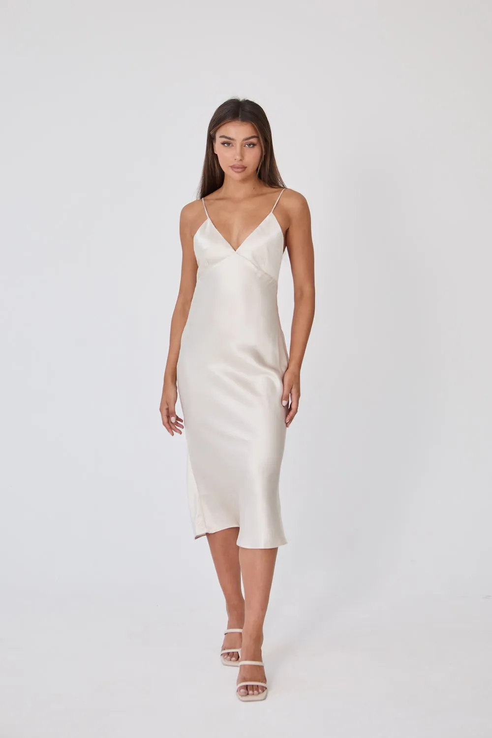 Satin Slip Midi Dress - Champagne sold by Because of Alice product image thumbnail 4