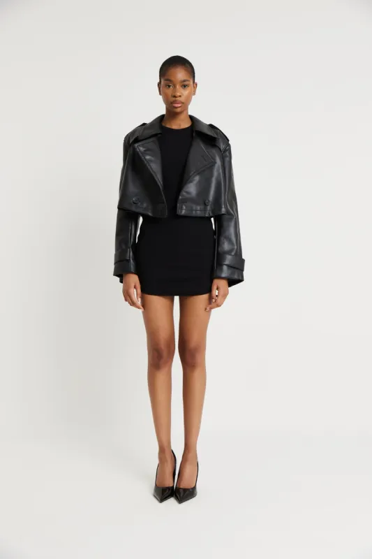 Cropped Leather Trench - Black sold by Because of Alice