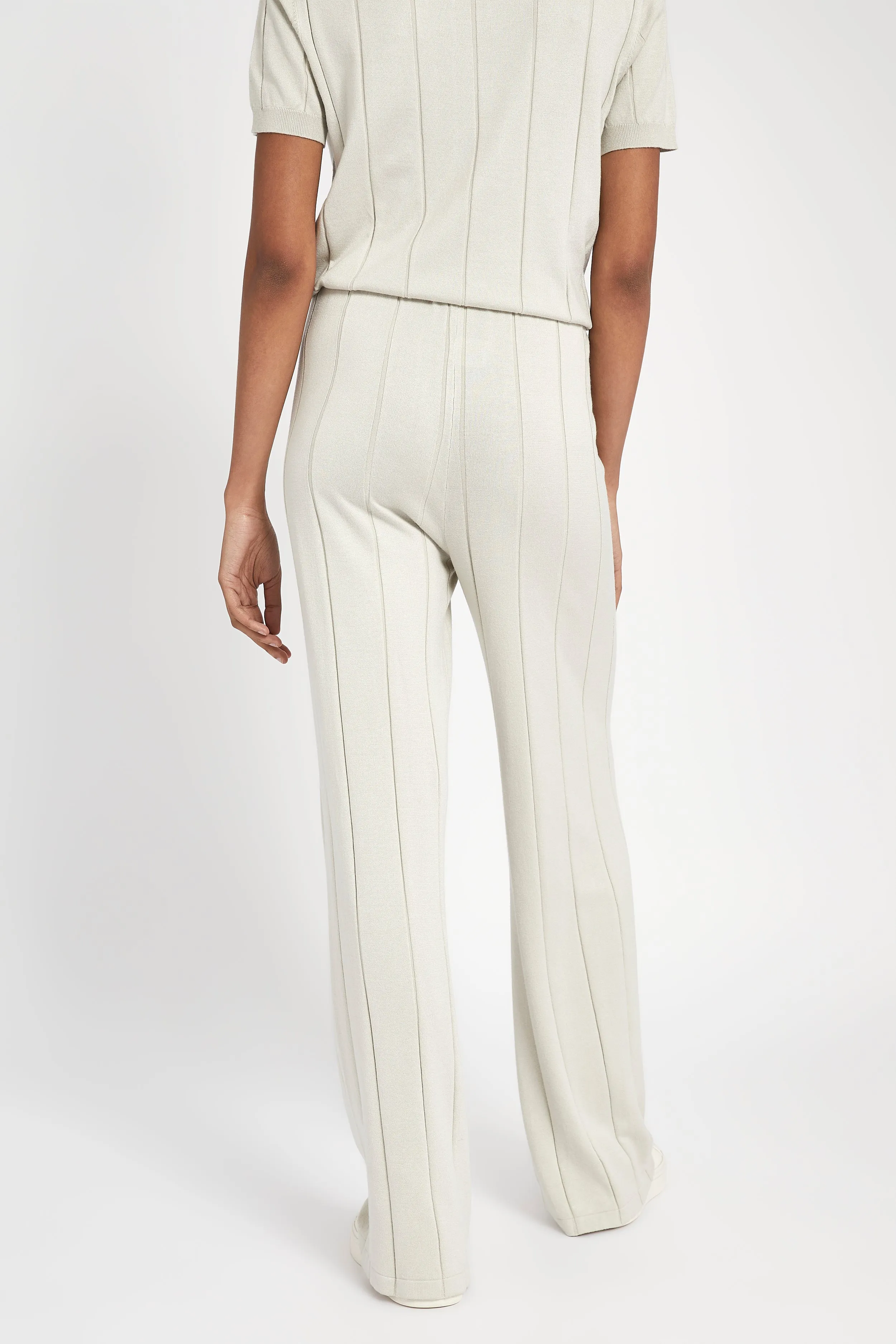 Ribbed Knit Wide Leg Trousers - Oyster sold by Because of Alice product image thumbnail 4