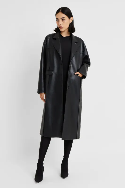 Relaxed Leather 90's Coat - Black sold by Because of Alice
