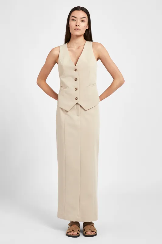 Tailored Seam Detail Maxi Skirt - Sand sold by Because of Alice