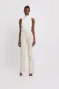 Straight Leg Wool Blend Trousers - Cream sold by Because of Alice