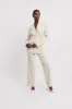 Straight Leg Wool Blend Trousers - Cream sold by Because of Alice