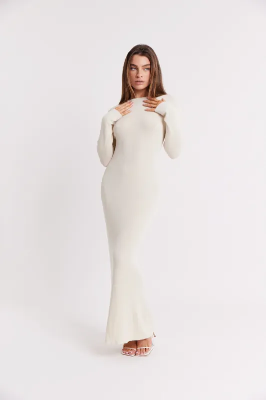Fine Knit Backless Maxi Dress - Cream sold by Because of Alice