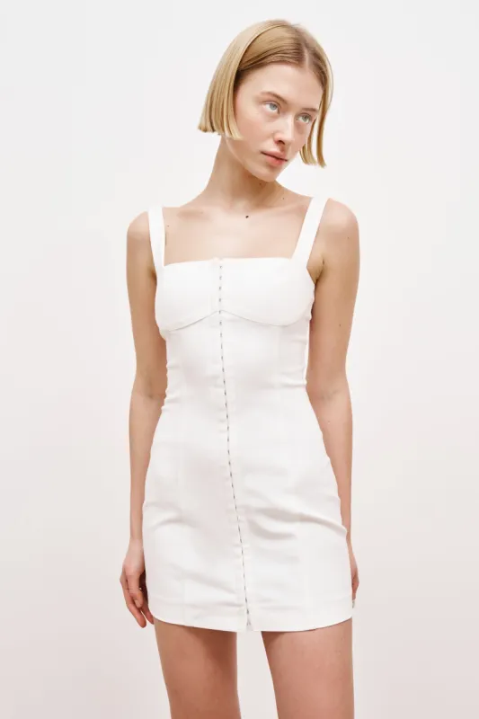Square Neck Mini Dress - Ivory sold by Because of Alice