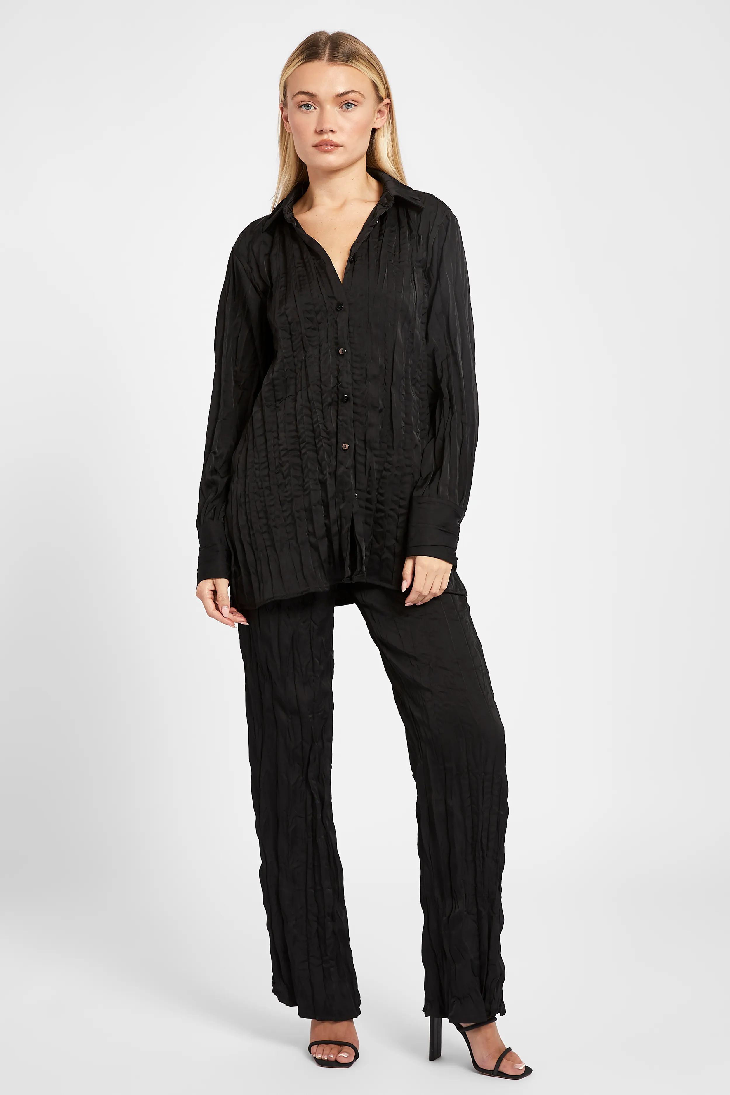 Satin Crinkle Oversized Shirt - Black sold by Because of Alice product image thumbnail 2