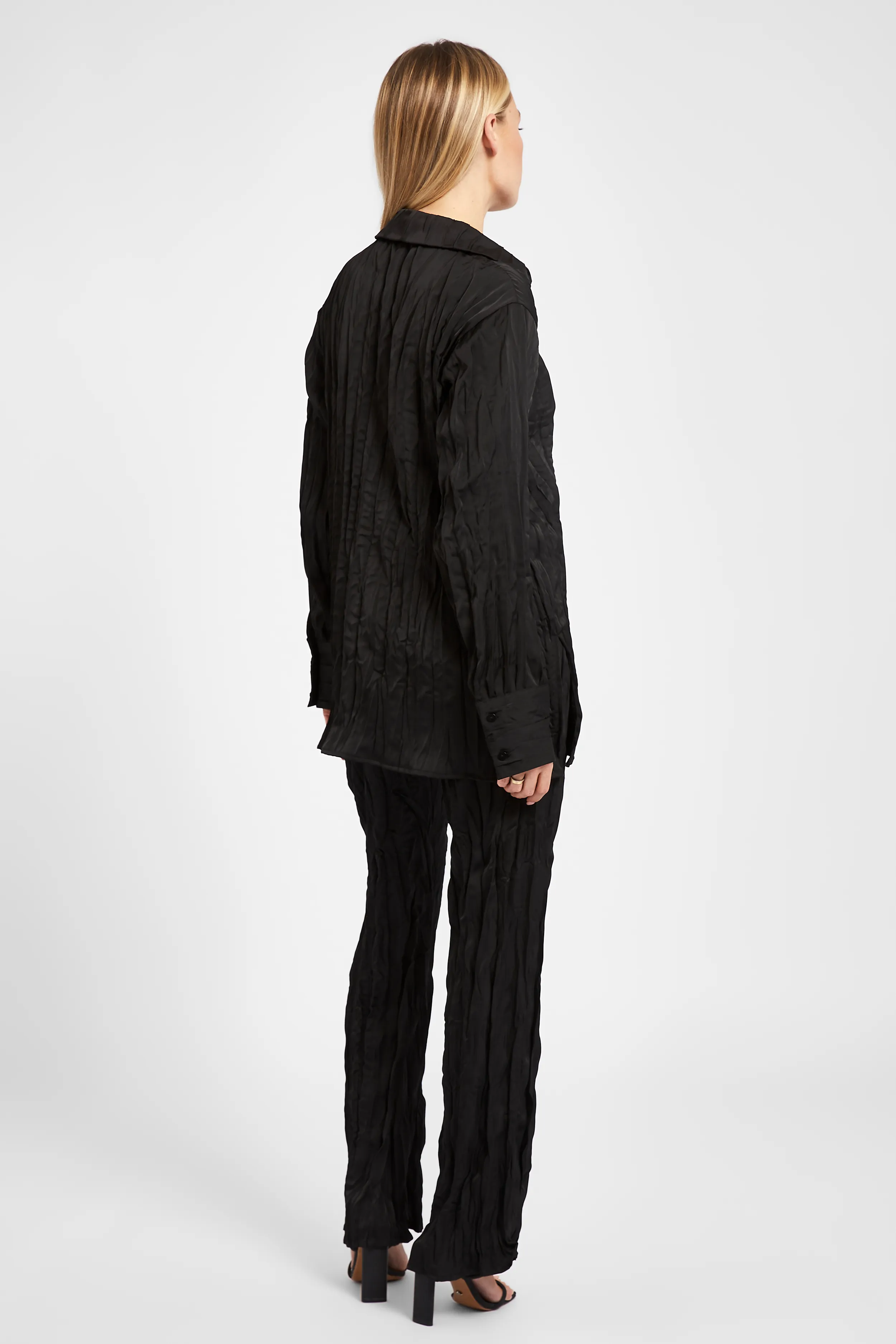 Satin Crinkle Oversized Shirt - Black sold by Because of Alice product image thumbnail 3