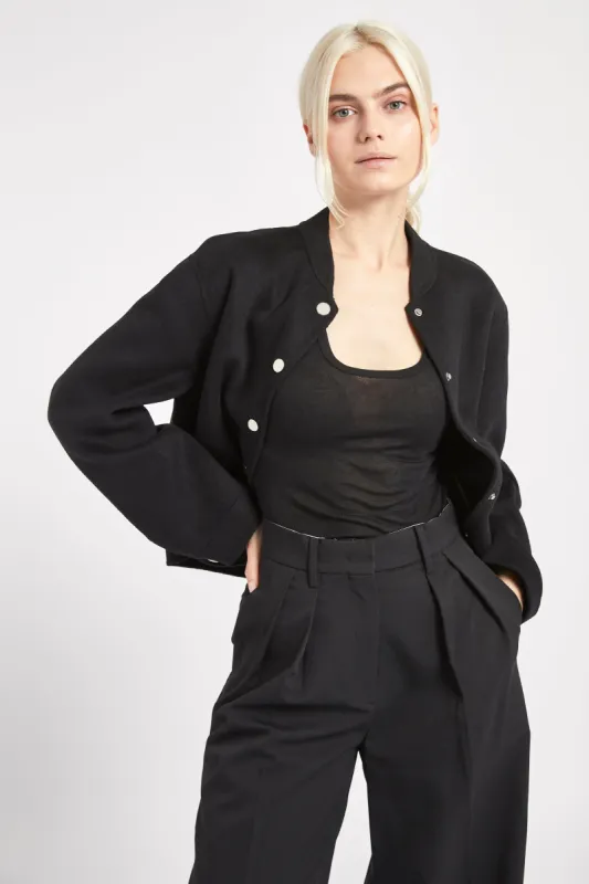 Double Faced Wool Bomber Jacket - Black sold by Because of Alice