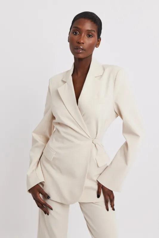 Asymmetric Wool Blend Blazer - Cream sold by Because of Alice