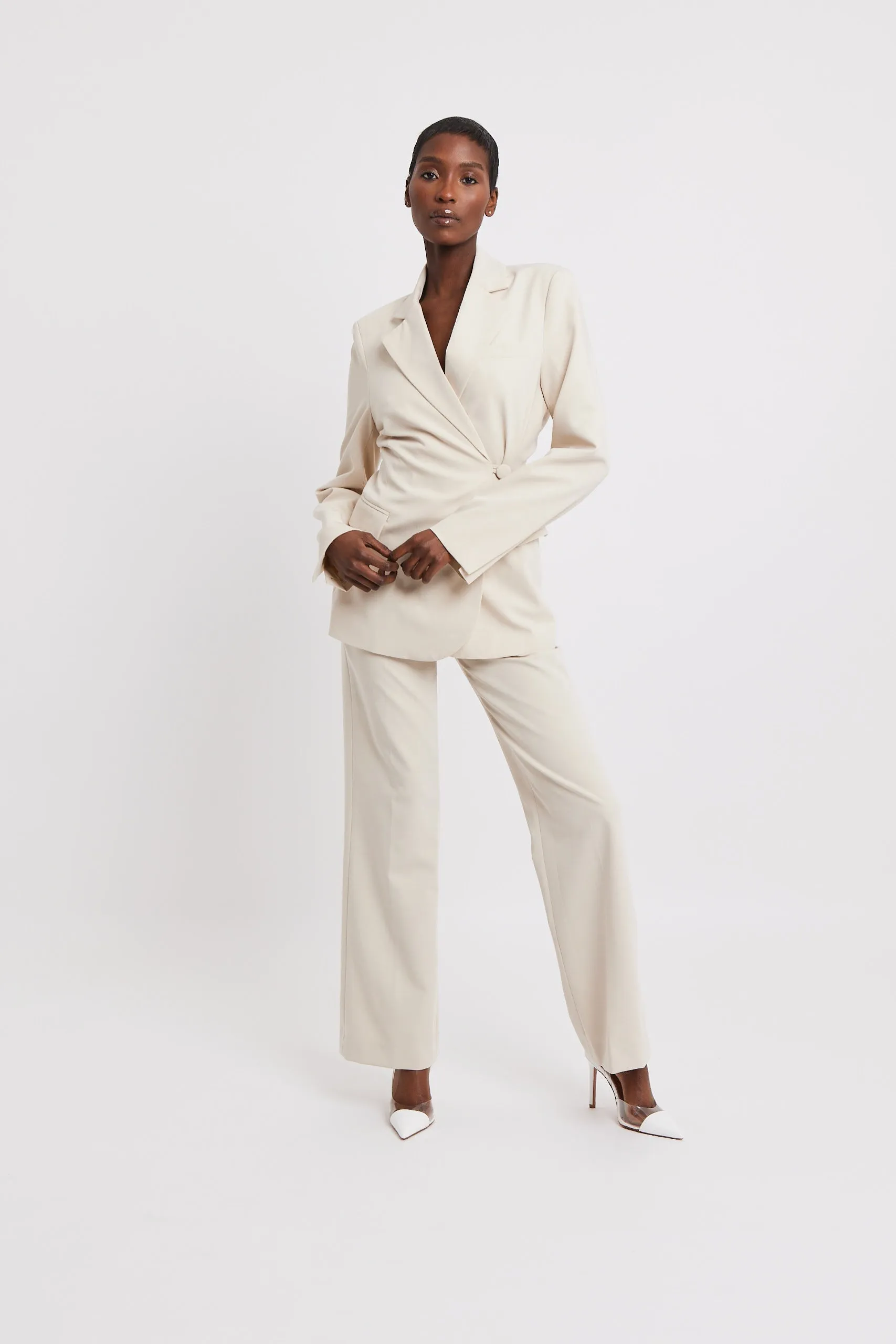 Asymmetric Wool Blend Blazer - Cream sold by Because of Alice product image thumbnail 3