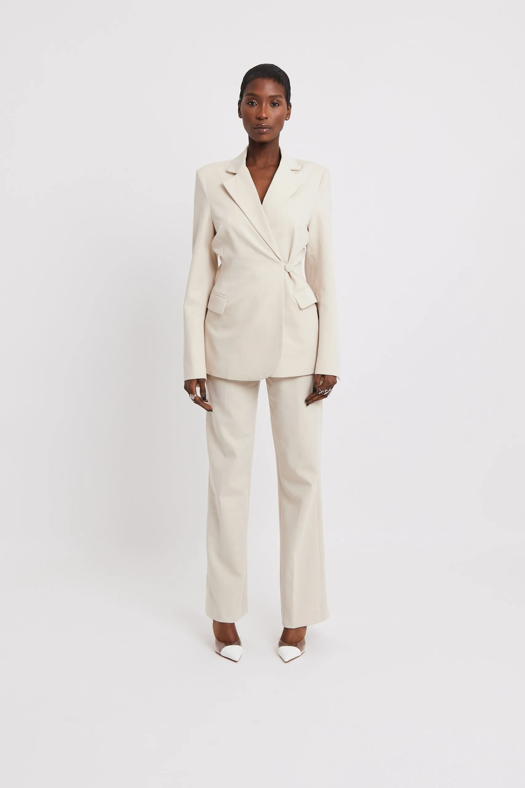 Asymmetric Wool Blend Blazer - Cream sold by Because of Alice product image thumbnail 2