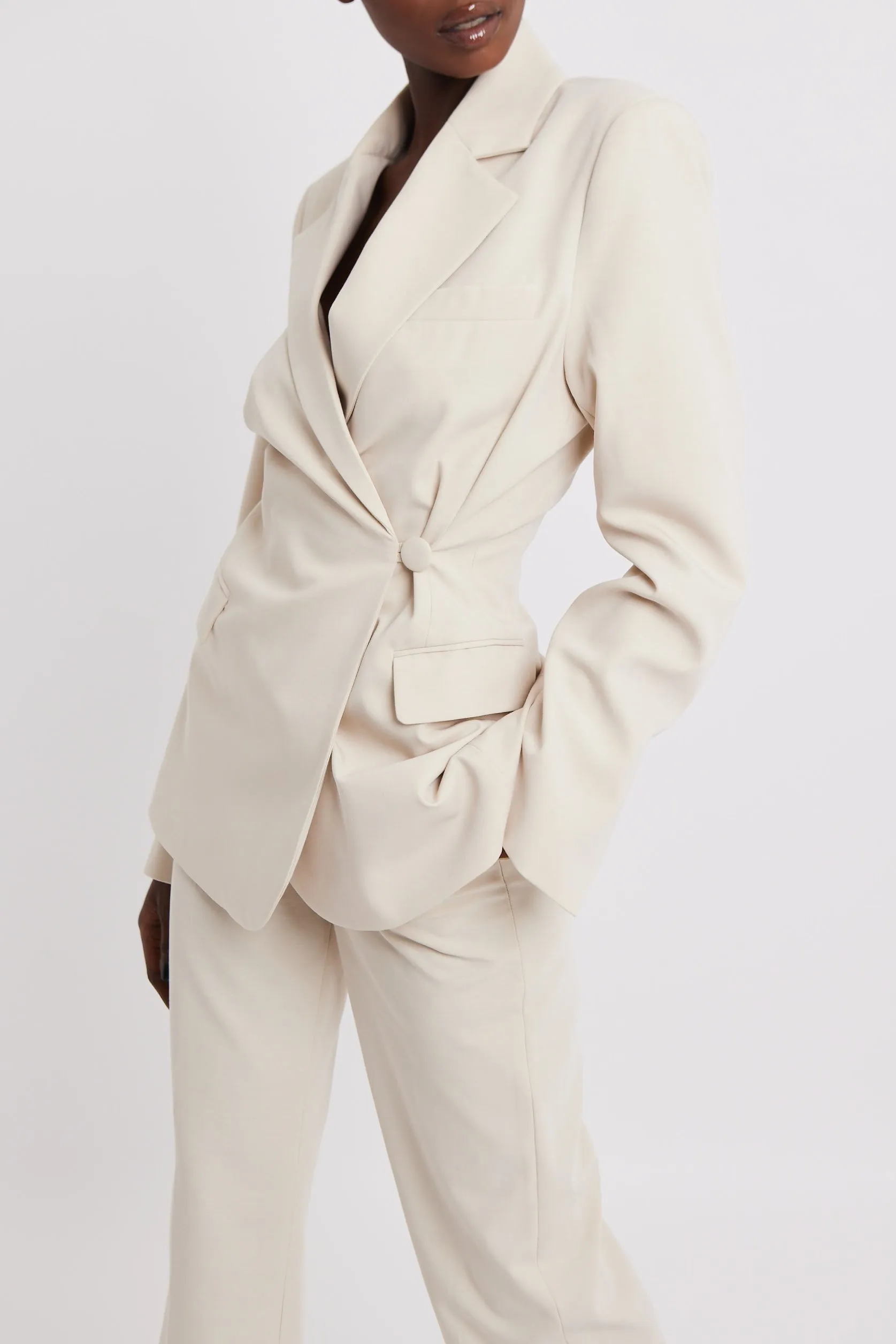 Asymmetric Wool Blend Blazer - Cream sold by Because of Alice product image thumbnail 4