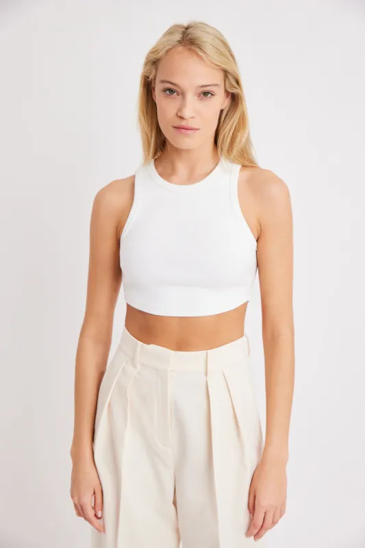 Heavy Ribbed Cropped Vest - Ivory sold by Because of Alice