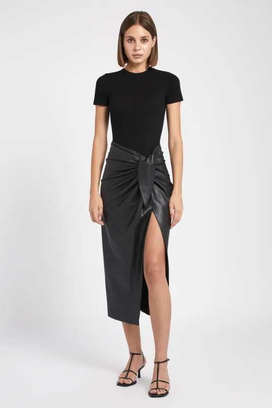 Leather Wrap Midi Skirt - Black sold by Because of Alice