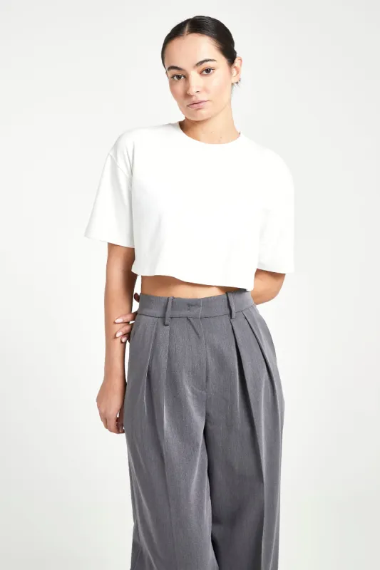 Cropped Classic Boyfriend T Shirt - White sold by Because of Alice