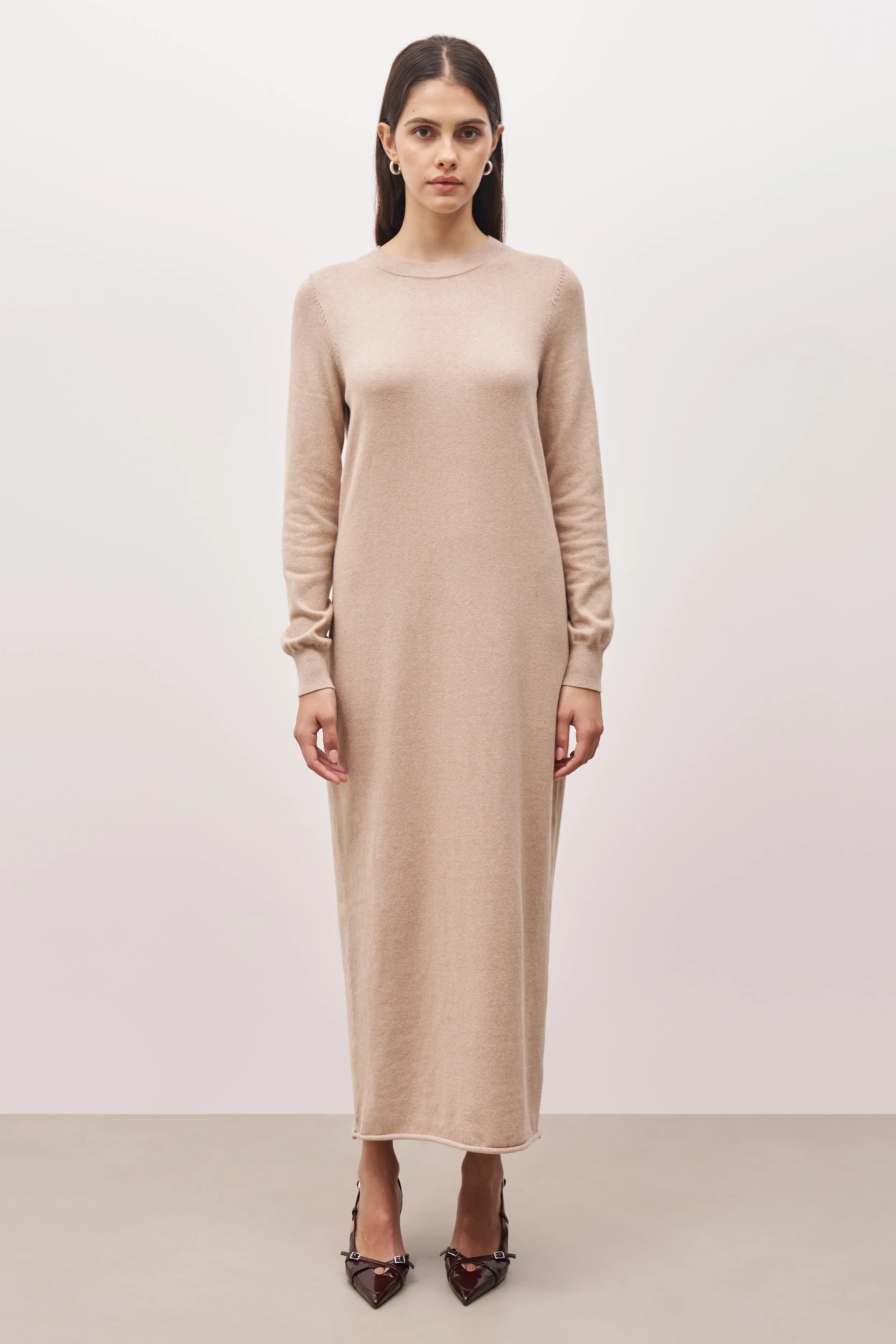 Cashmere Blend Column Maxi Dress - Birch sold by Because of Alice