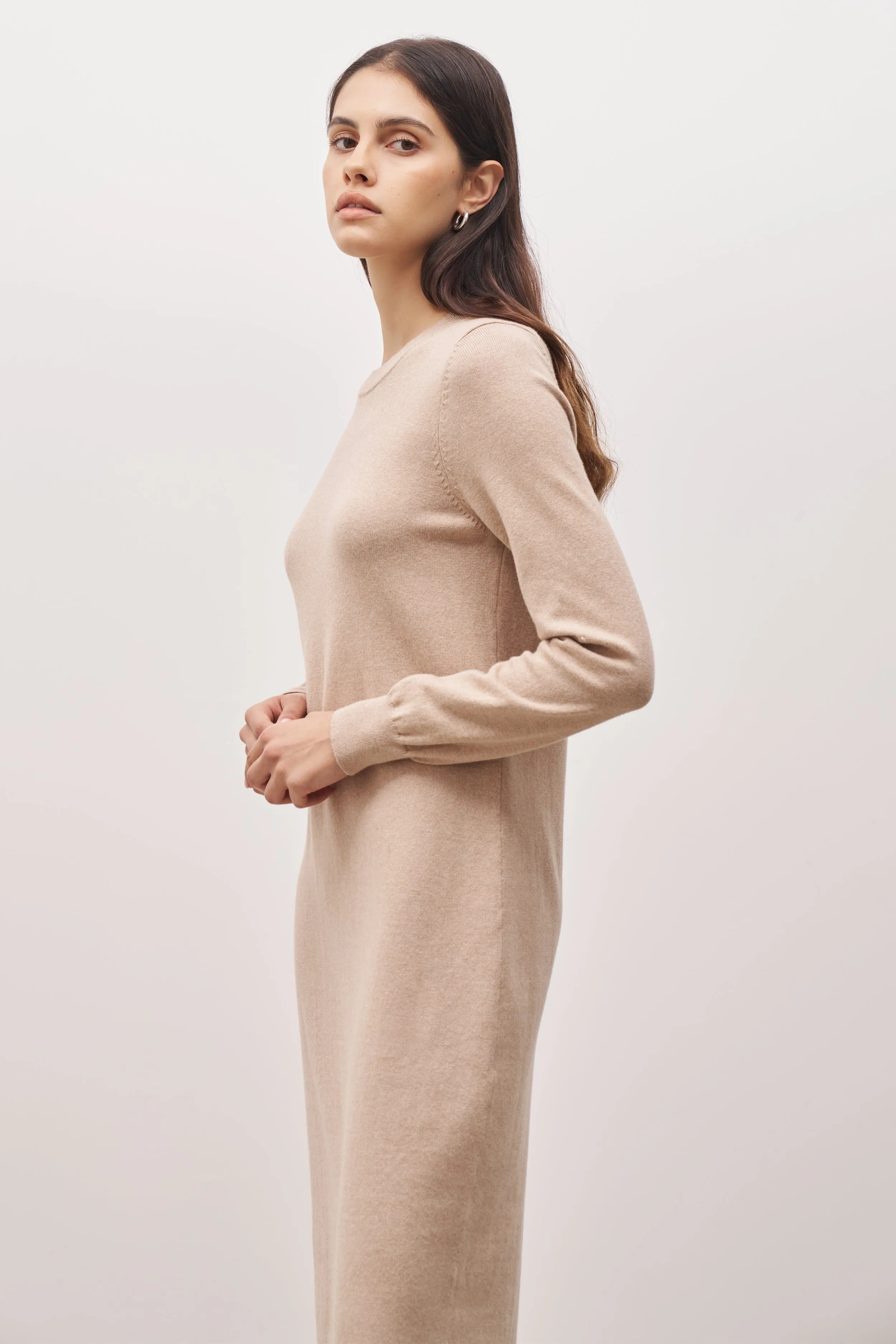 Cashmere Blend Column Maxi Dress - Birch sold by Because of Alice product image thumbnail 3