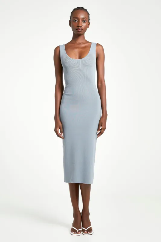 Scoop Neck Knit Midi Dress - Powder Blue sold by Because of Alice