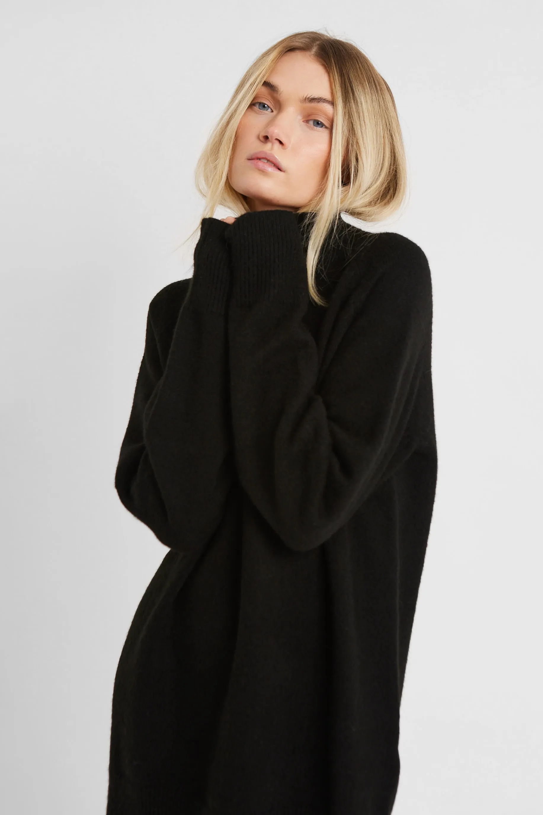 Soft Brushed High Neck Jumper Dress - Black sold by Because of Alice product image thumbnail 2