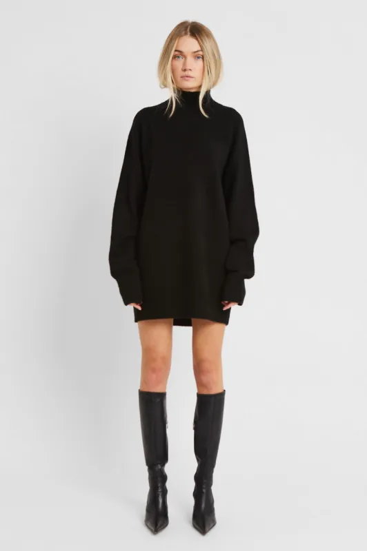 Soft Brushed High Neck Jumper Dress - Black sold by Because of Alice