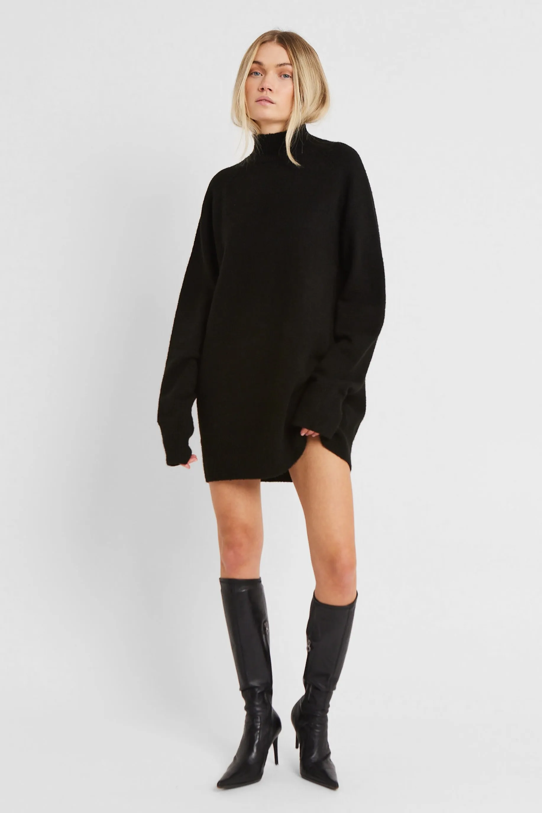 Soft Brushed High Neck Jumper Dress - Black sold by Because of Alice product image thumbnail 3