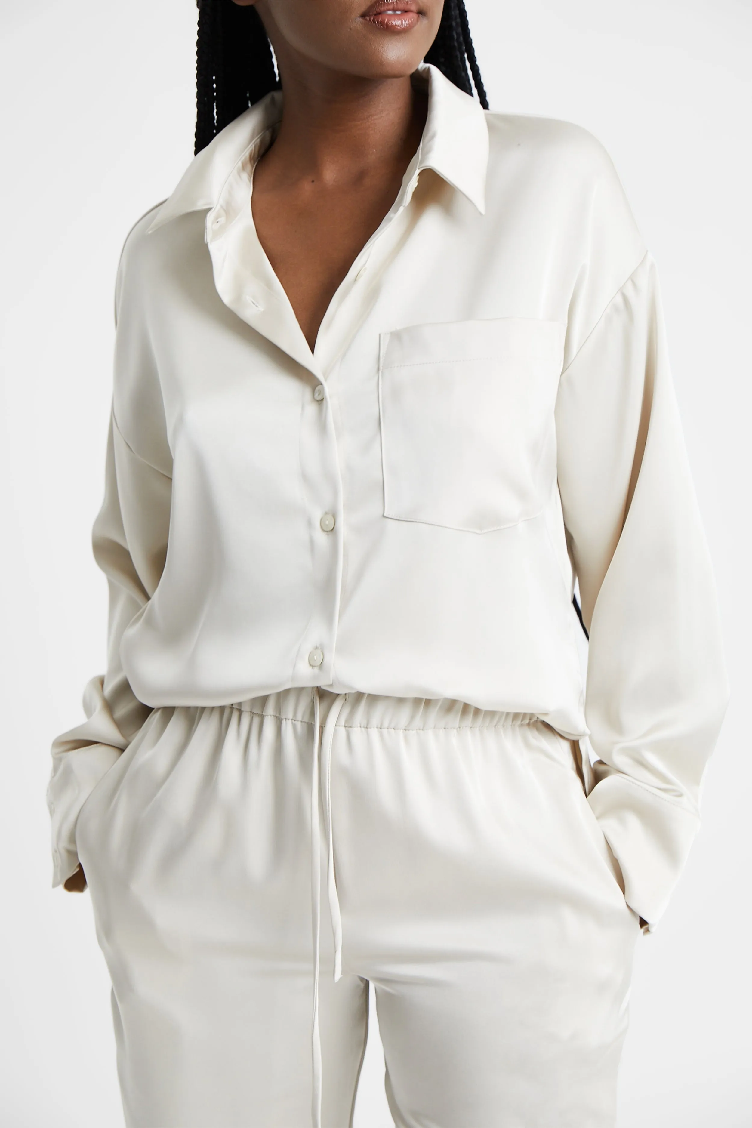 Relaxed Satin Shirt - Champagne sold by Because of Alice product image thumbnail 5
