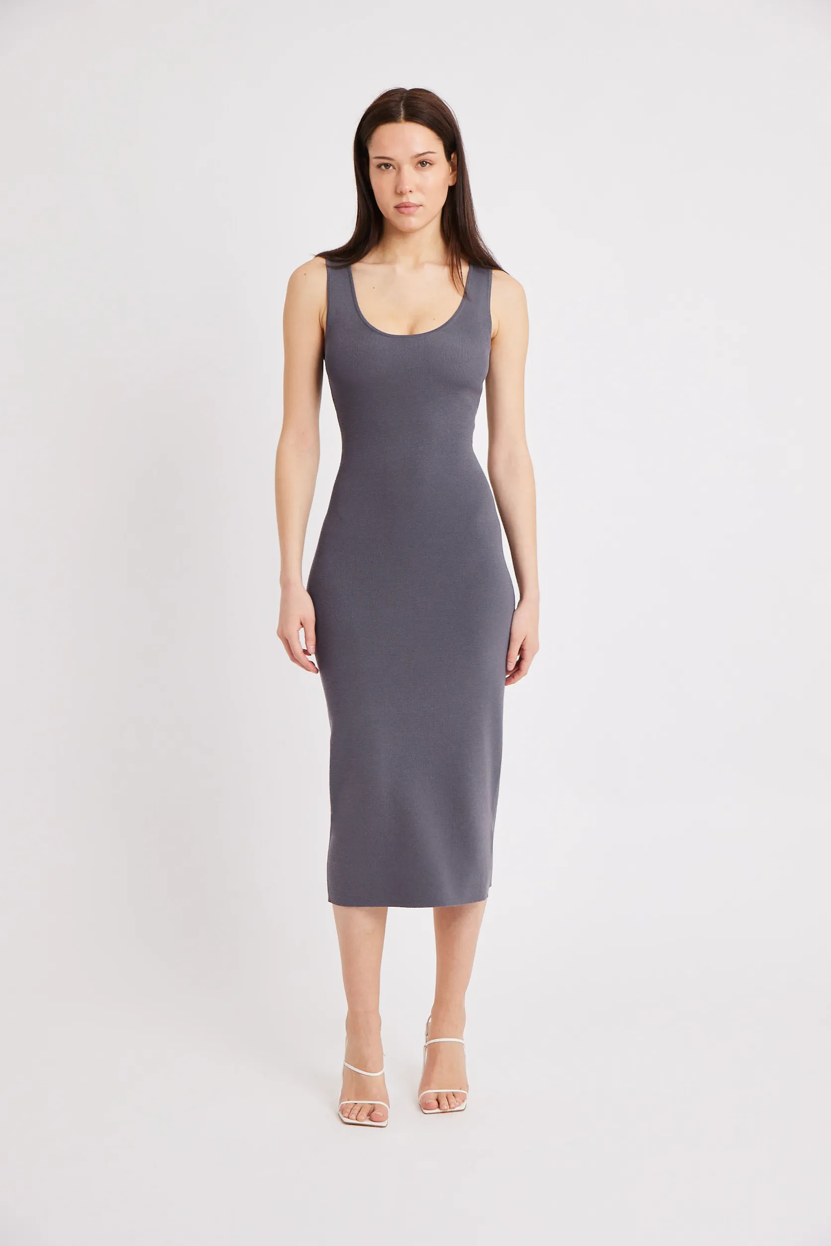Scoop Neck Knit Midi Dress - Midnight Blue sold by Because of Alice