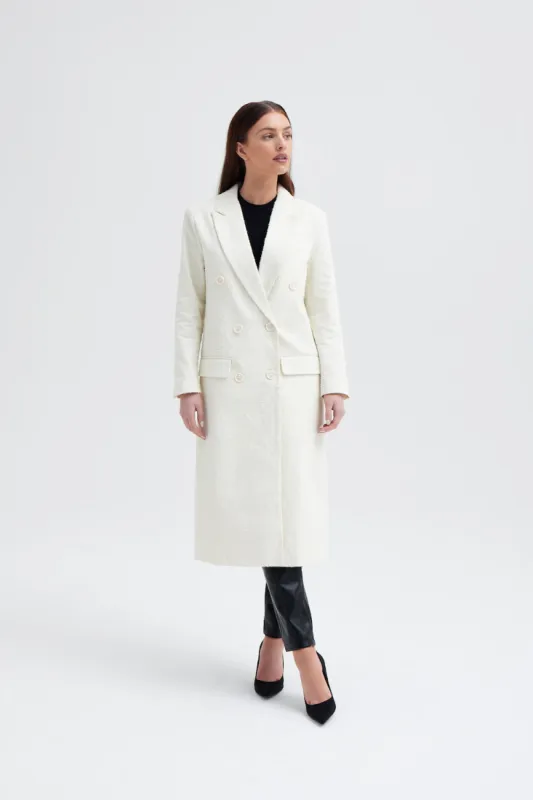 Double Breasted Boucle Coat - Cream sold by Because of Alice