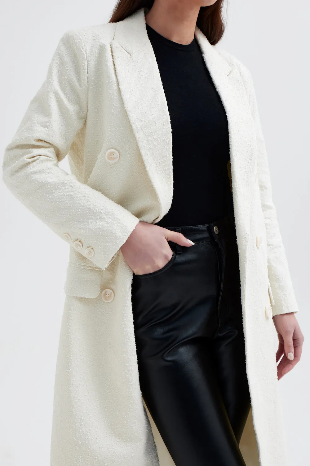 Double Breasted Boucle Coat - Cream sold by Because of Alice product image thumbnail 4